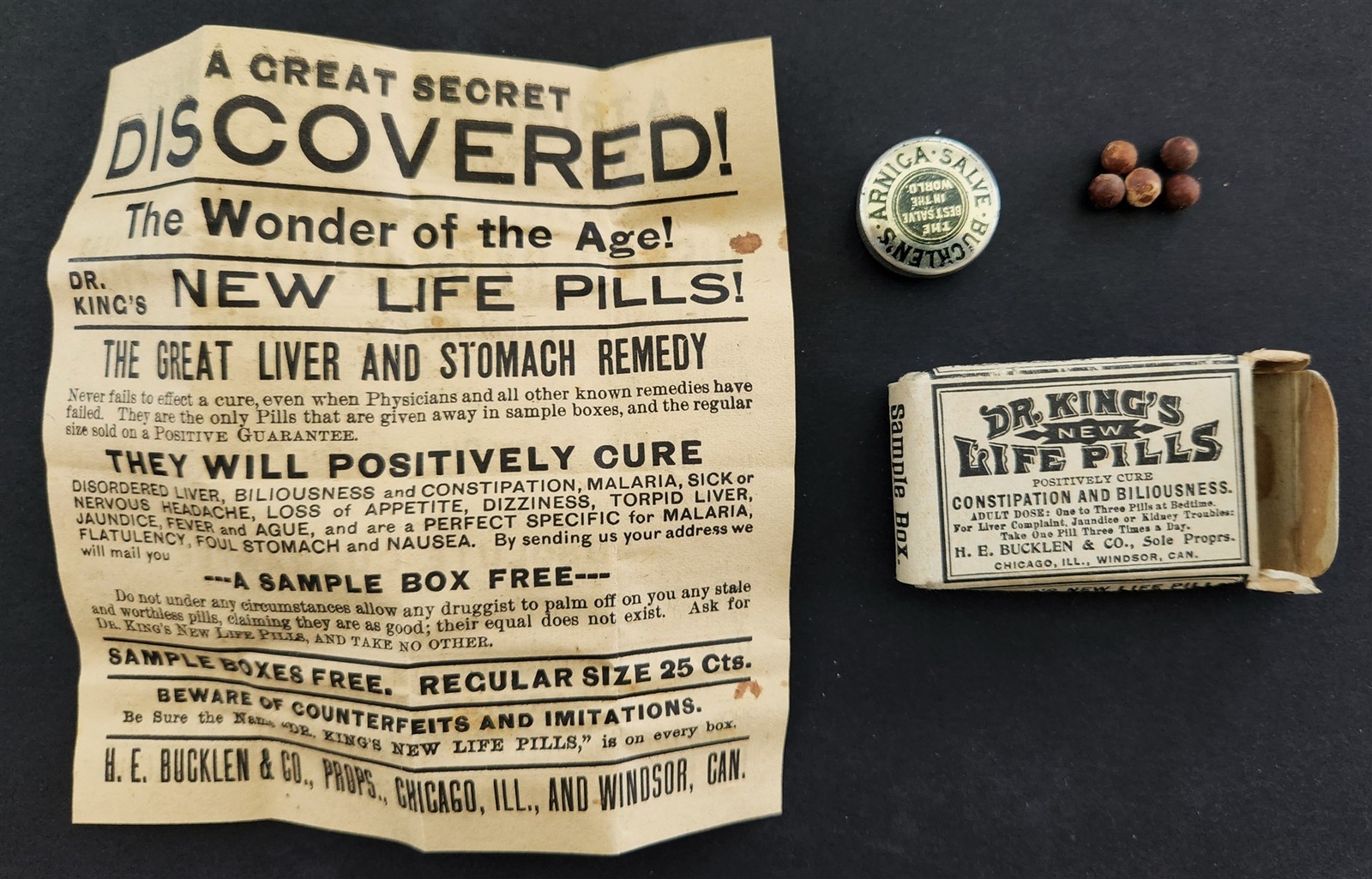 antique quack medicine DR KING NEW LIFE PILLS w BOX constipation biliousness