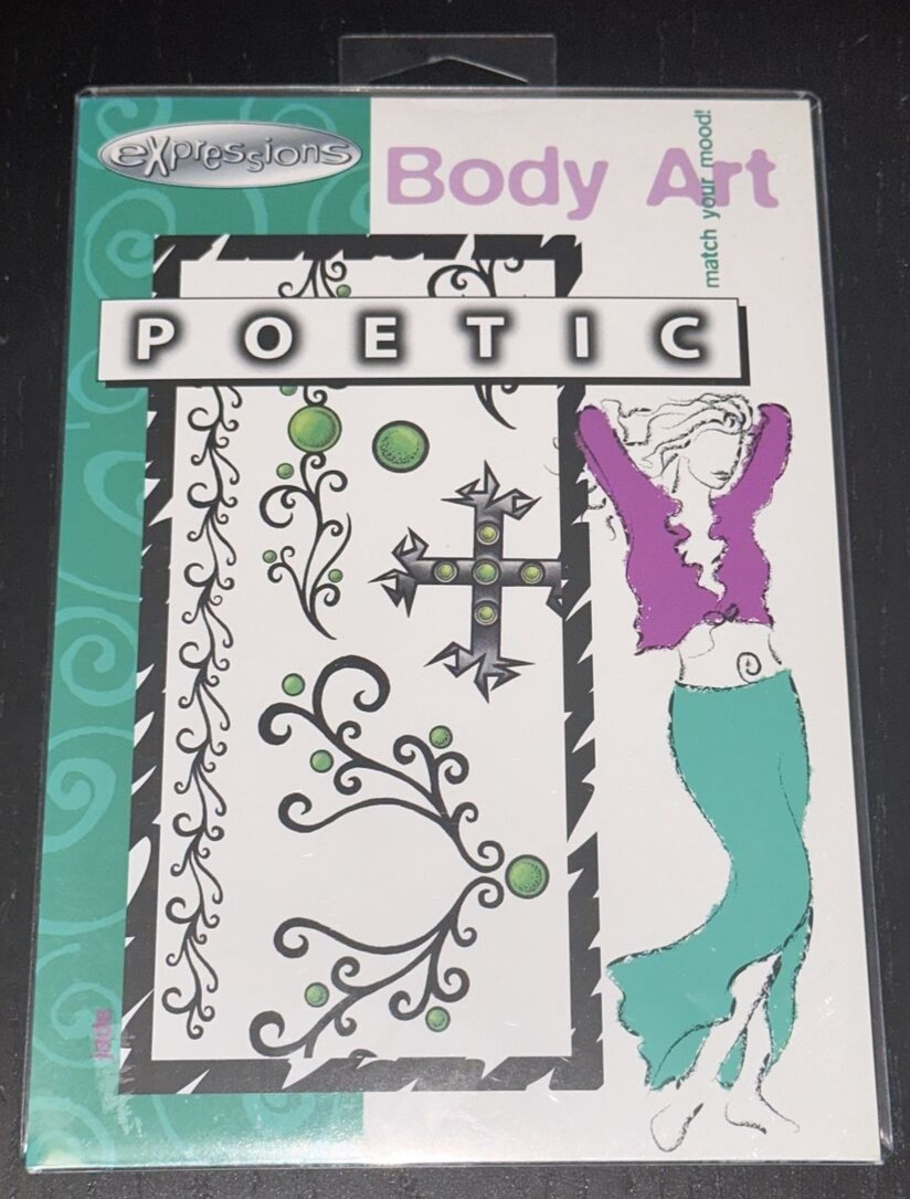 Vintage Y2K Expressions Temporary Tattoos Sheet Poetic Body Art Barb Wire SEALED