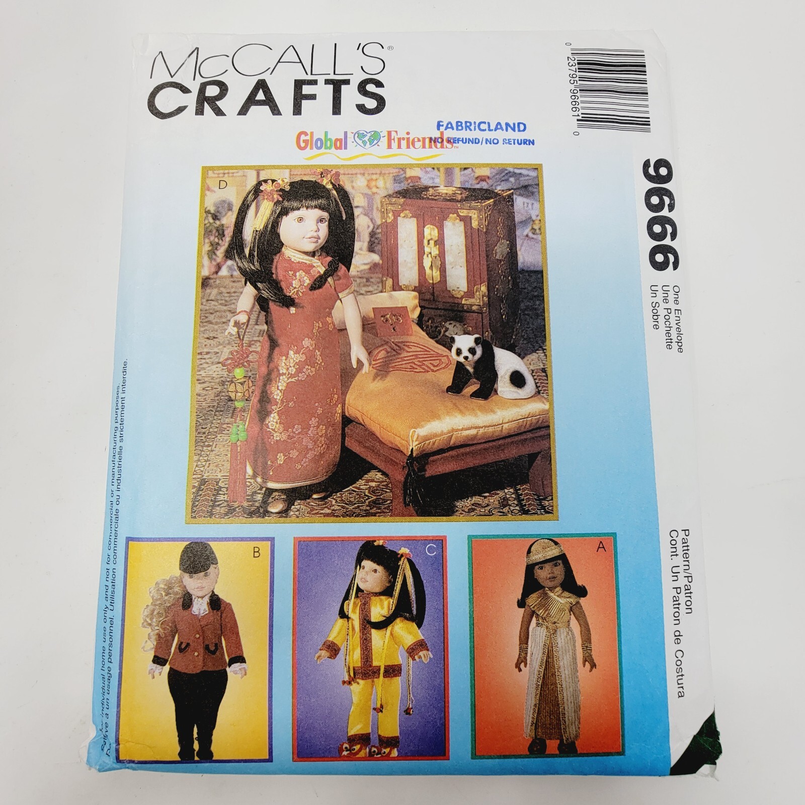 McCalls 9666 Doll clothing Pattern 18" 14"  Kimono Asian Cleopatra Horse Riding