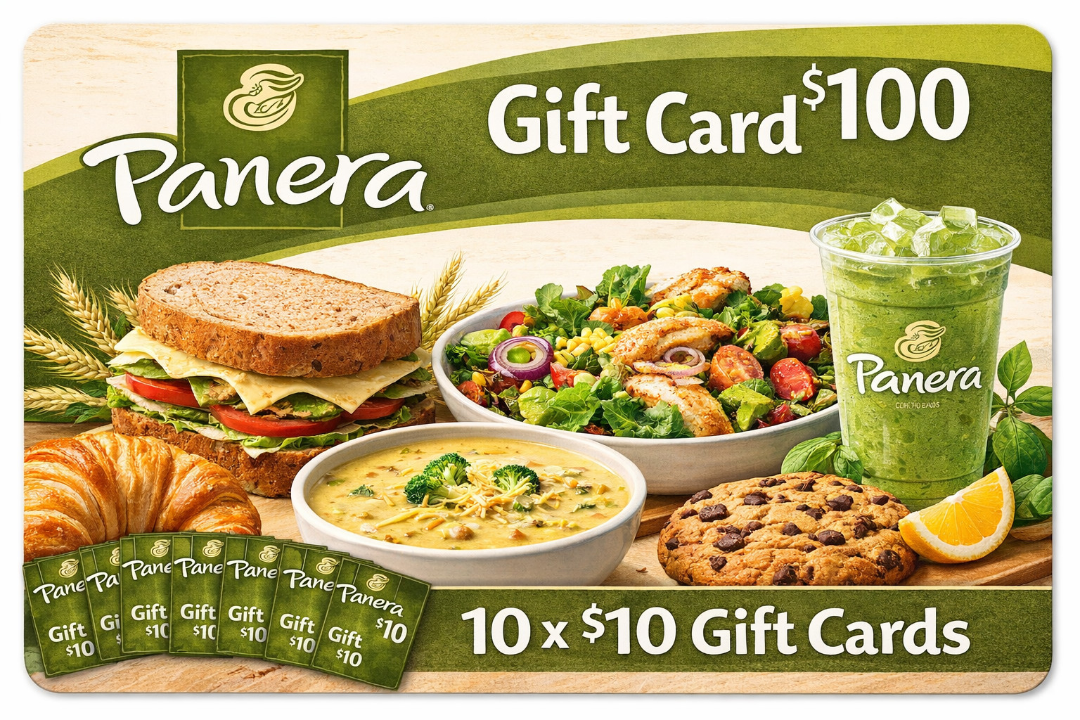 Panera 100$ e giftcard value 10 x 10$ giftcards Sandwiches Soups & Mac bakery