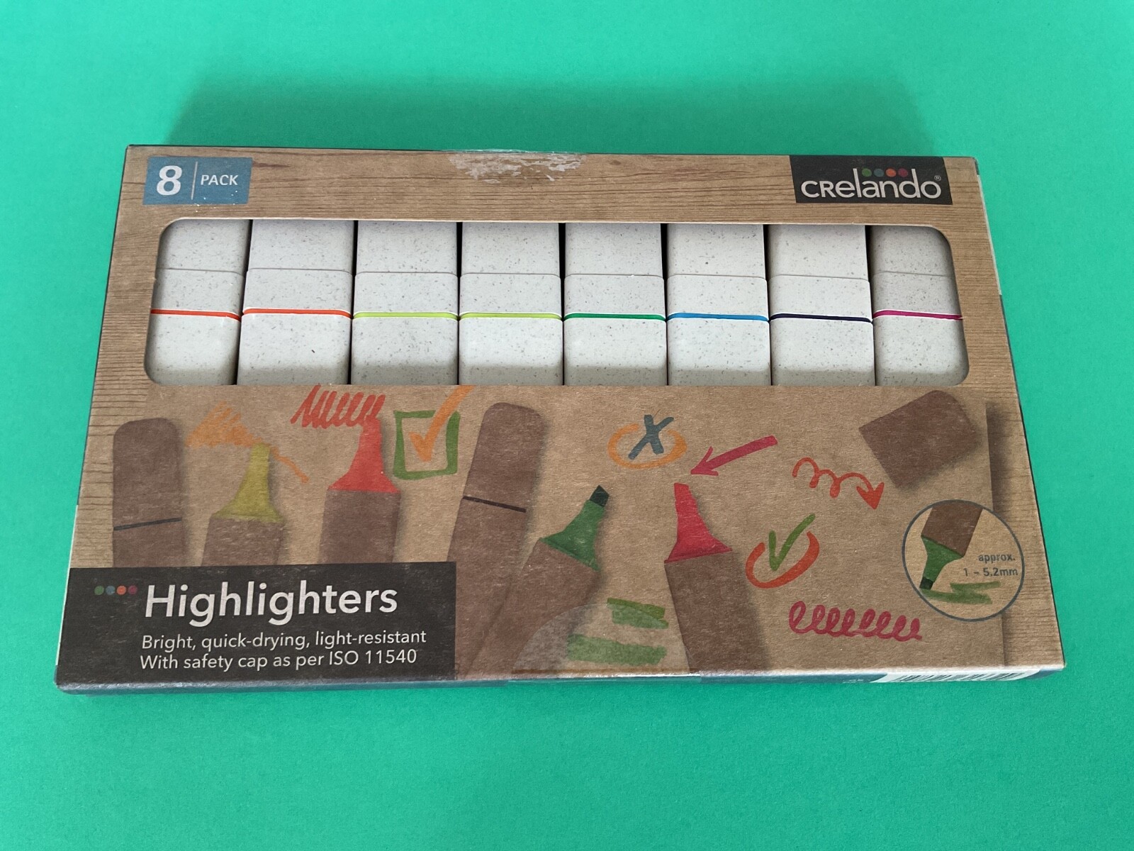 Crelando Artist Highlighters 8 pack assorted  new P1205