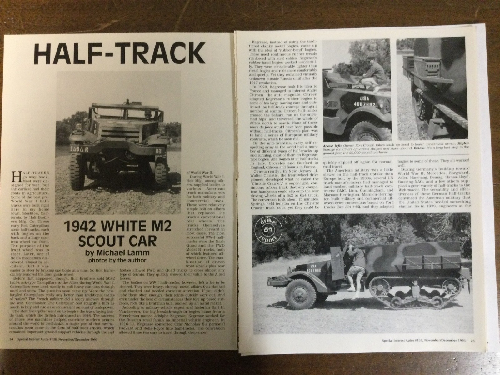 8296 Article Pictorial History 1942 White M2 Military Scout Car Half Track 8 pg