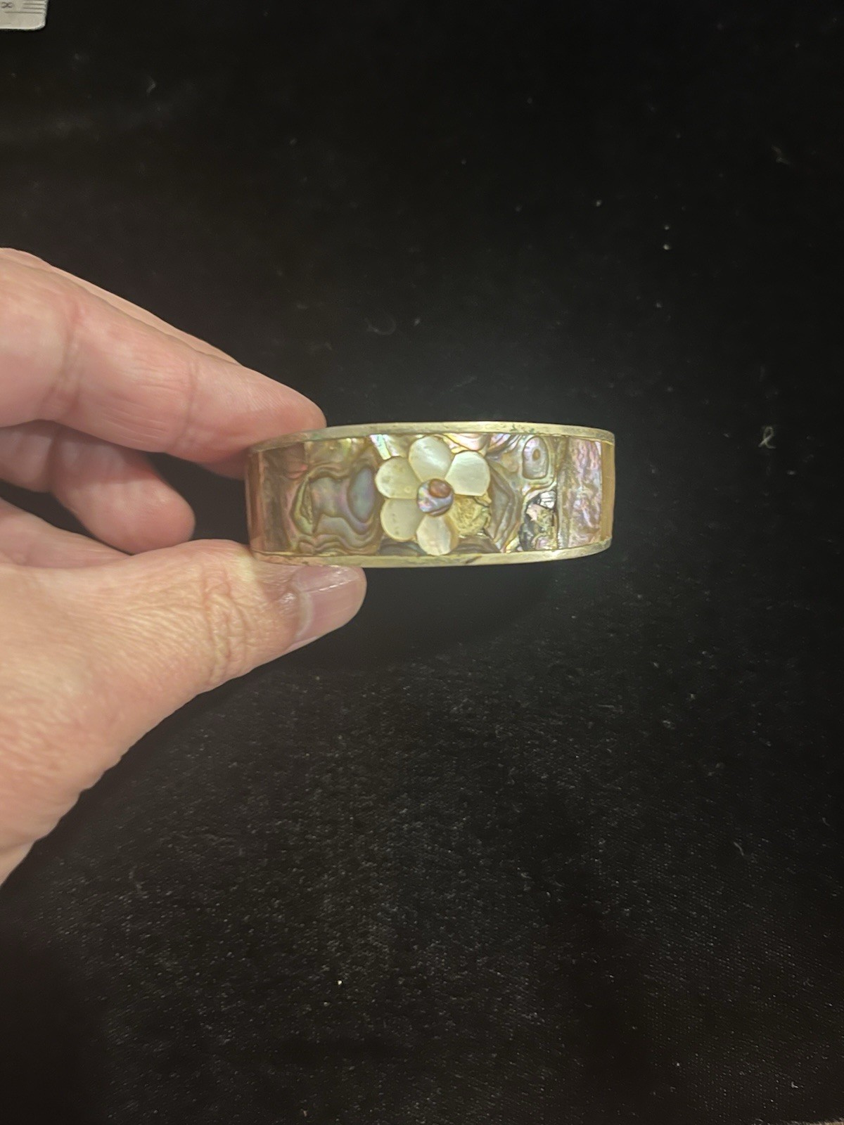 Vintage Mexico Cuff Bracelet With Inlay