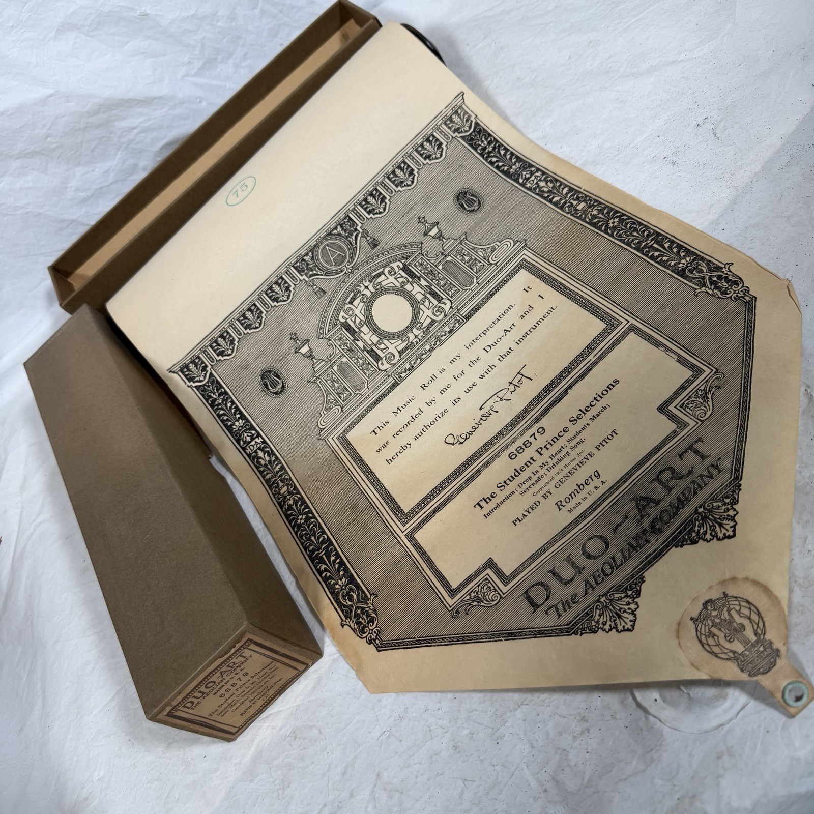 Aeolian Duo-Art 68879 Student Prince Selections Romberg 1924 Piano Roll 