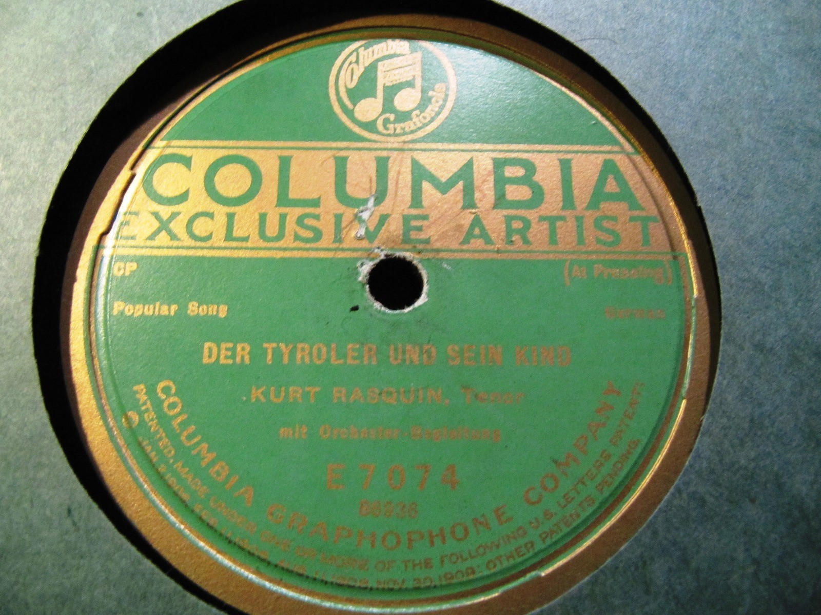 1921 German Schlager KURT RASQUIN Rattenfanger von Hameln/ Tyroler Kind COLUMBIA