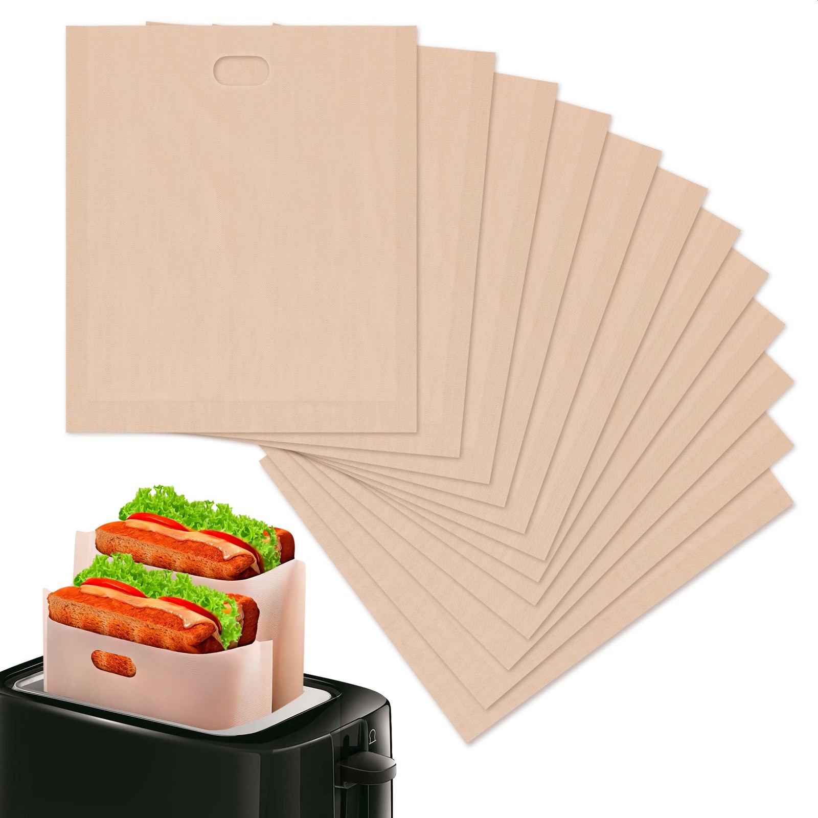 12Pcs NonStick Toaster Bags Reusable – 6.7"x7.5" Grilled Cheese Bags, HeatRes...