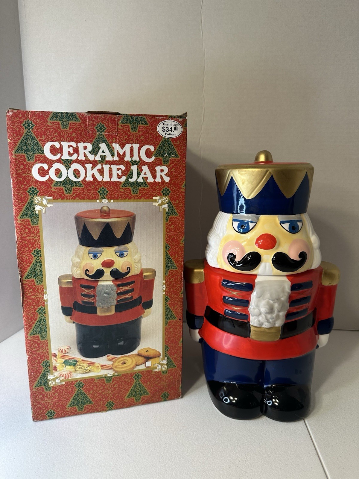Vintage 1995 Christmas Nutcracker Cookie Jar w/ Original Box