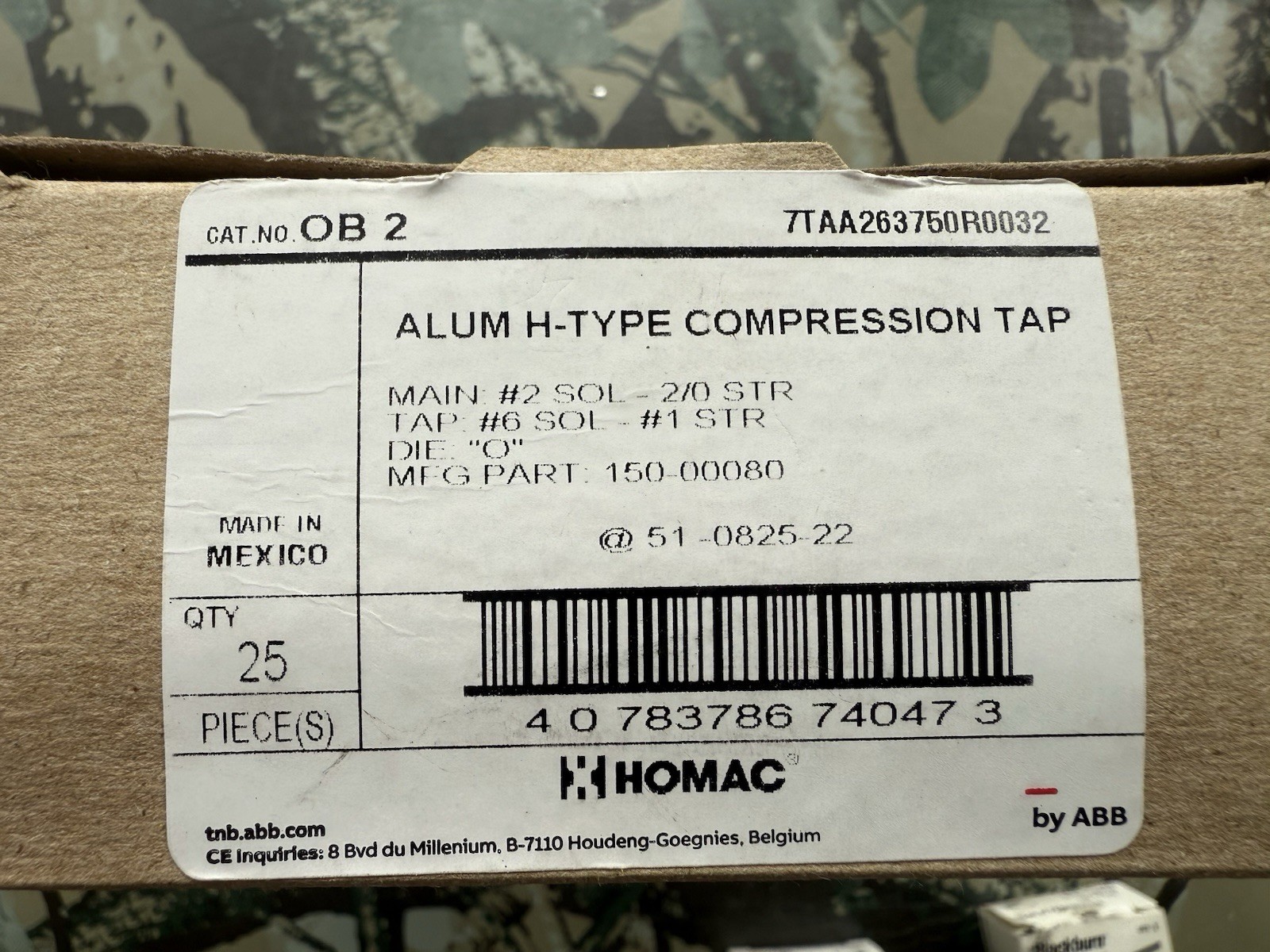 Box Of 25 Blackburn OB-2 H-Tap Compression Connector