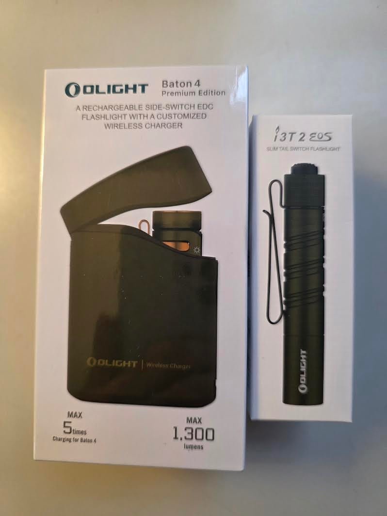 OLIGHT BATON 4 PREMIUM EDITION 1300 LMNS & OLIGHT i 3T 2 EOS BOTH OD GREEN & NIB