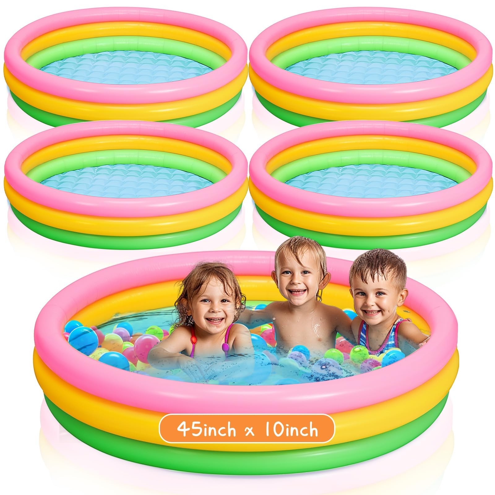 Jerify 4 Pack Kiddie Pool for Toddler Kids 45 x 10 Inch Inflatable Portable R...