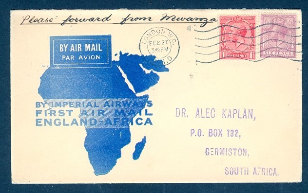 GREAT BRITAIN/AFRICA FE 27 1931 FFC TO SO AFRICA