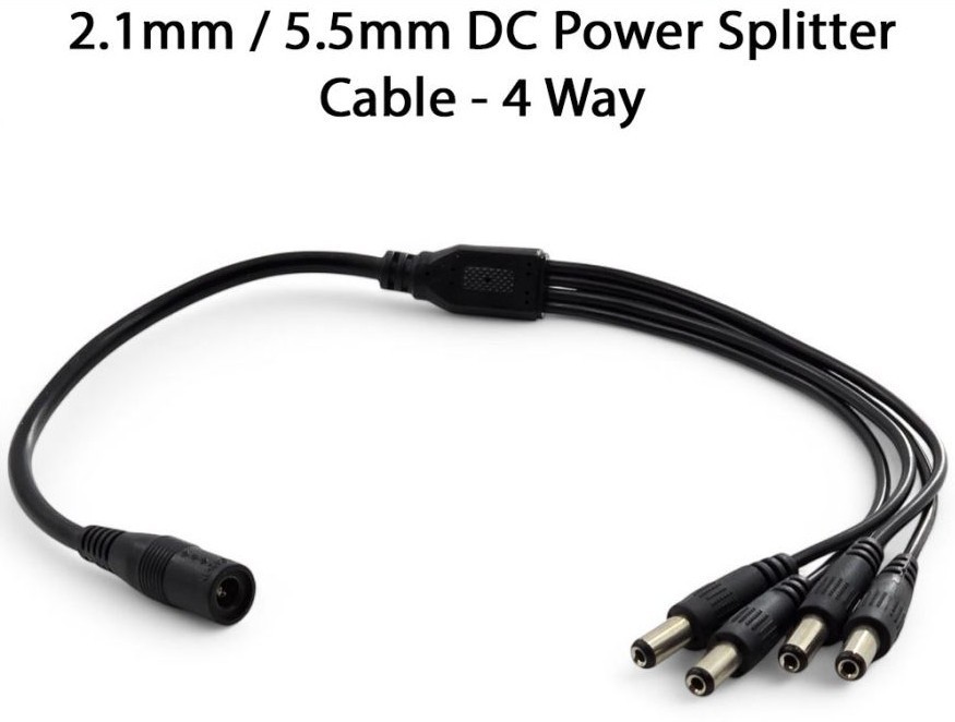 CCTV DC Power Splitter Cable For Camera 12V 2.1mm Female to 4 WAY MALE. Free Del