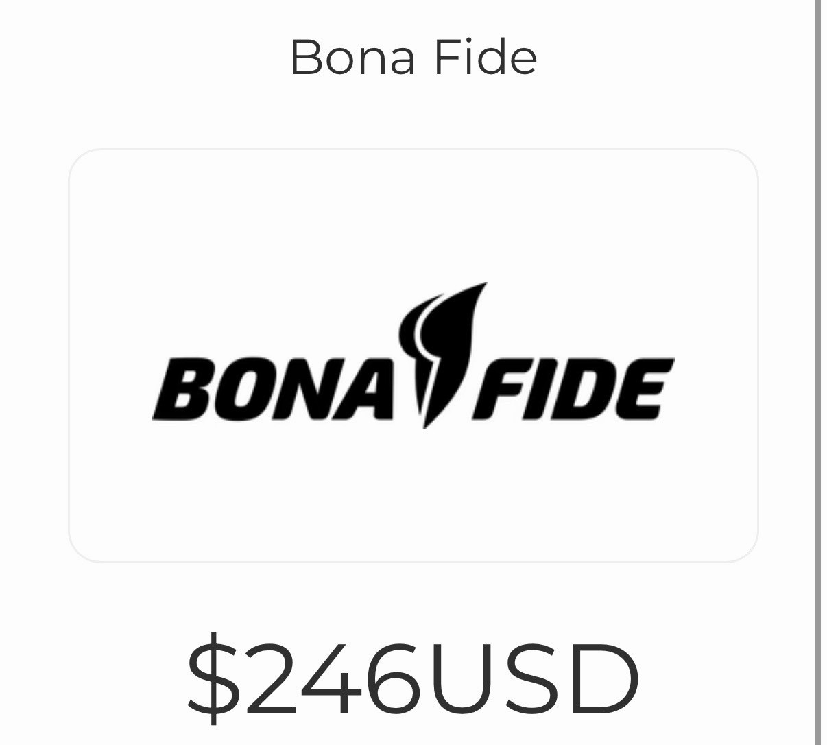 Bonafide Workout Clothing Online Gift Card $246