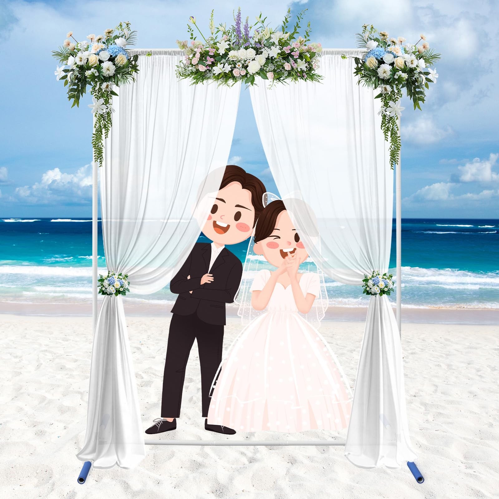 Metal Backdrop Stand 7*5FT Heavy Duty Wedding Arch, Extra-Wide Legs for Party...