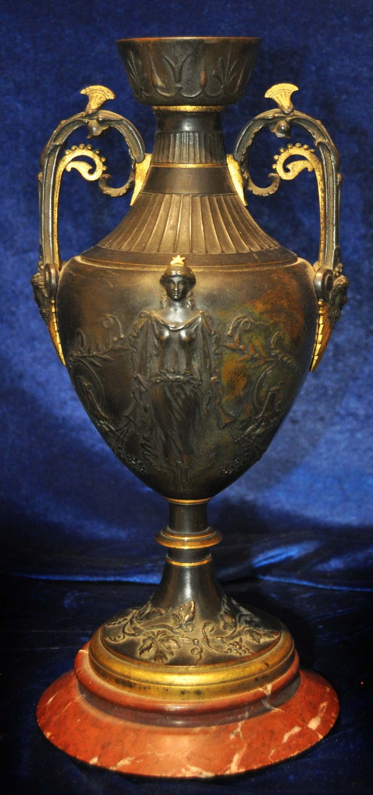 NEOCLASSICAL BRONZE URN GILT MARBLE RELIEF GRAND TOUR GREEK ROMAN BUST EGYPTIAN