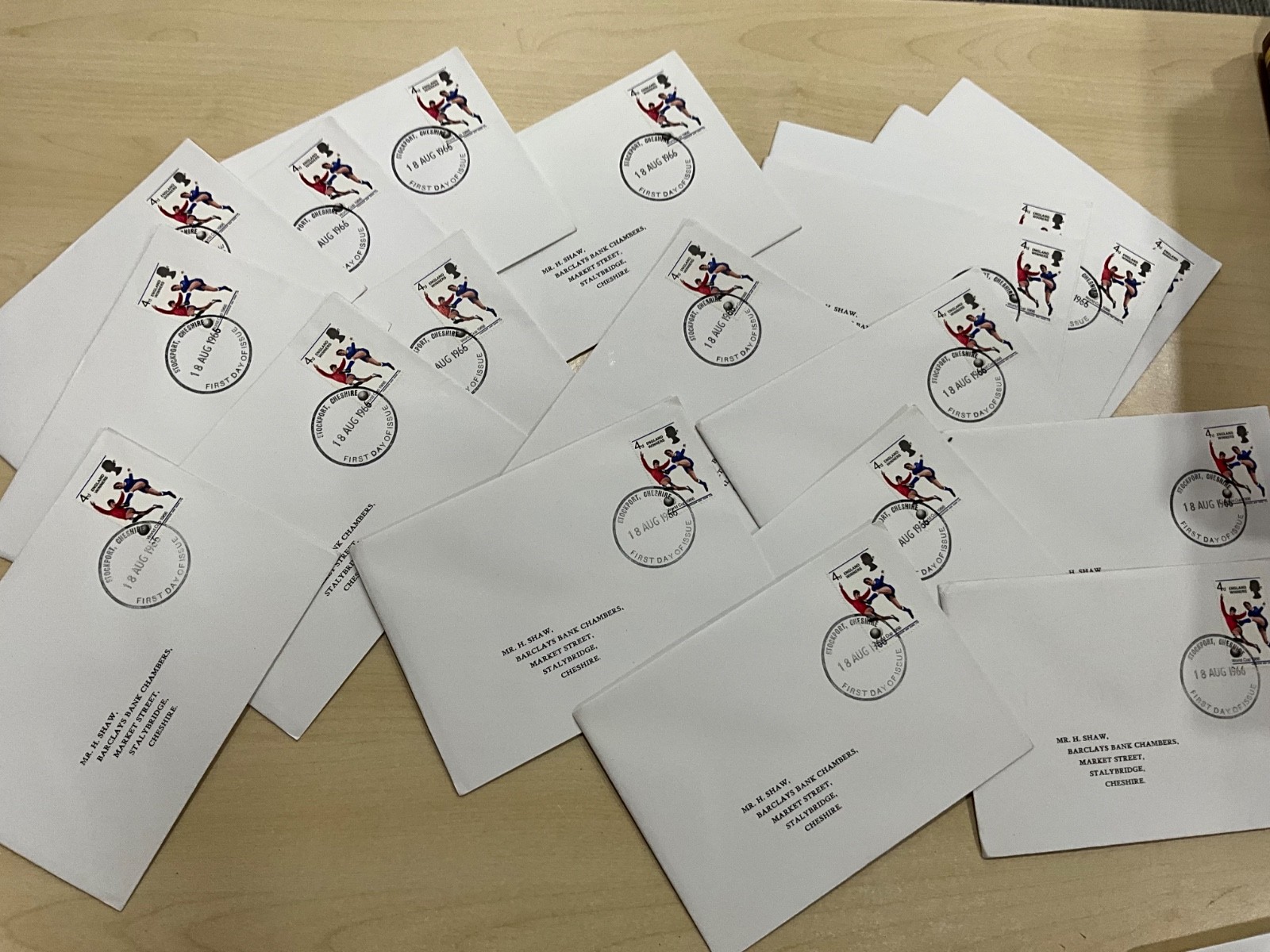 GB 1966 World Cup Winners Official 20 FDCs with Postmark 20 covers per lot