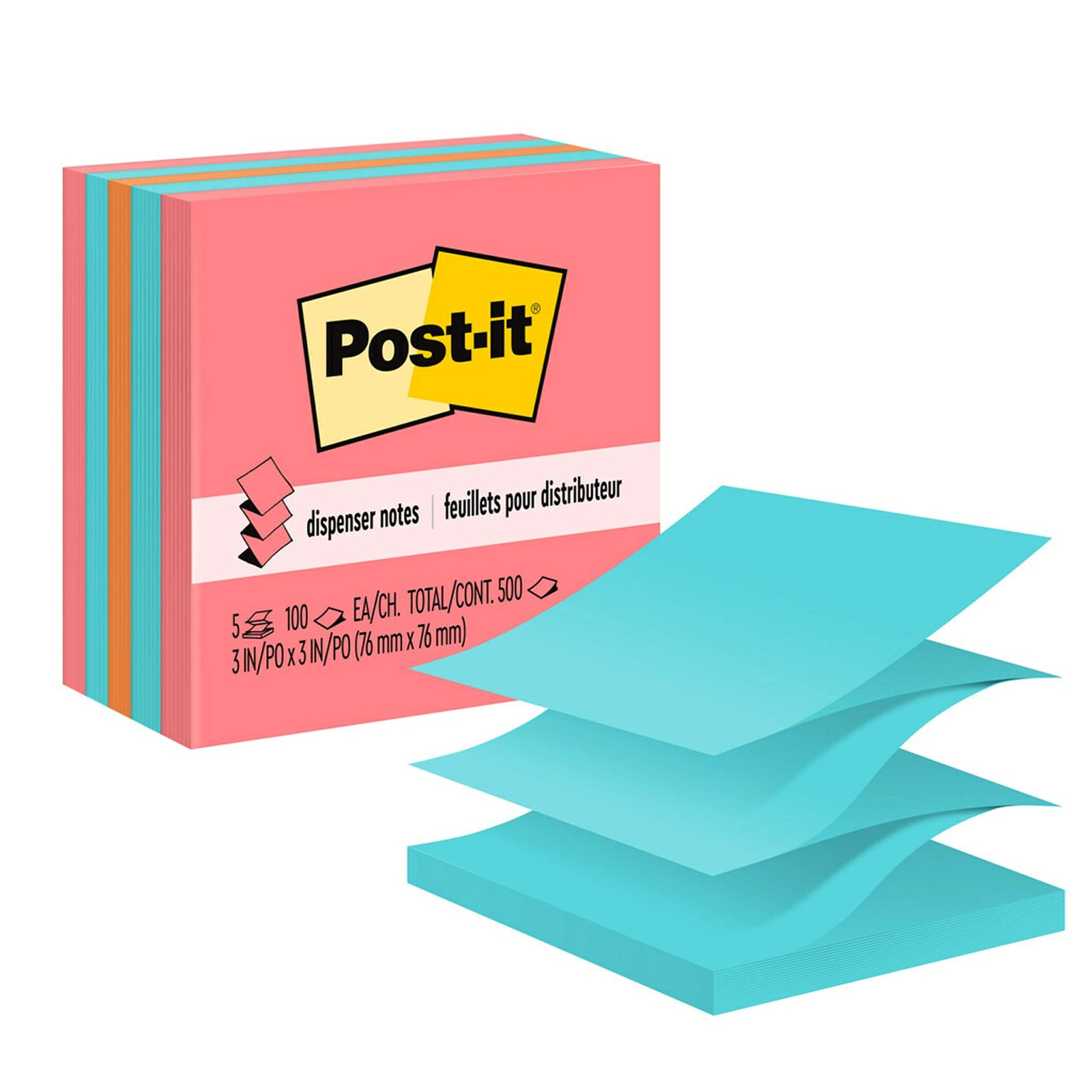 Post-it Pop-up Notes, 3x3 in, 5 Pads, America's #1 1.9" x 3", Poptimistic 