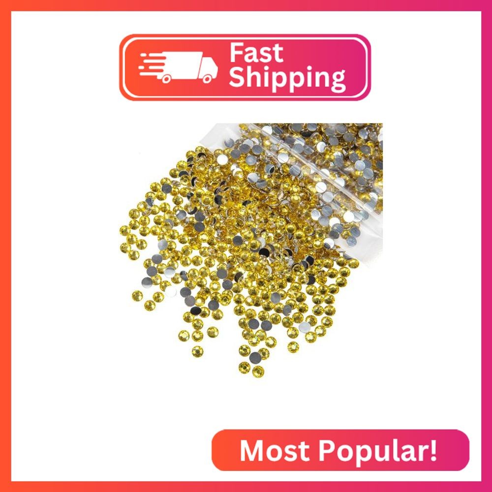 qiipii 5300PCS 3mm Crystal Yellow Resin Rhinestones for Crafting Flatback Light 