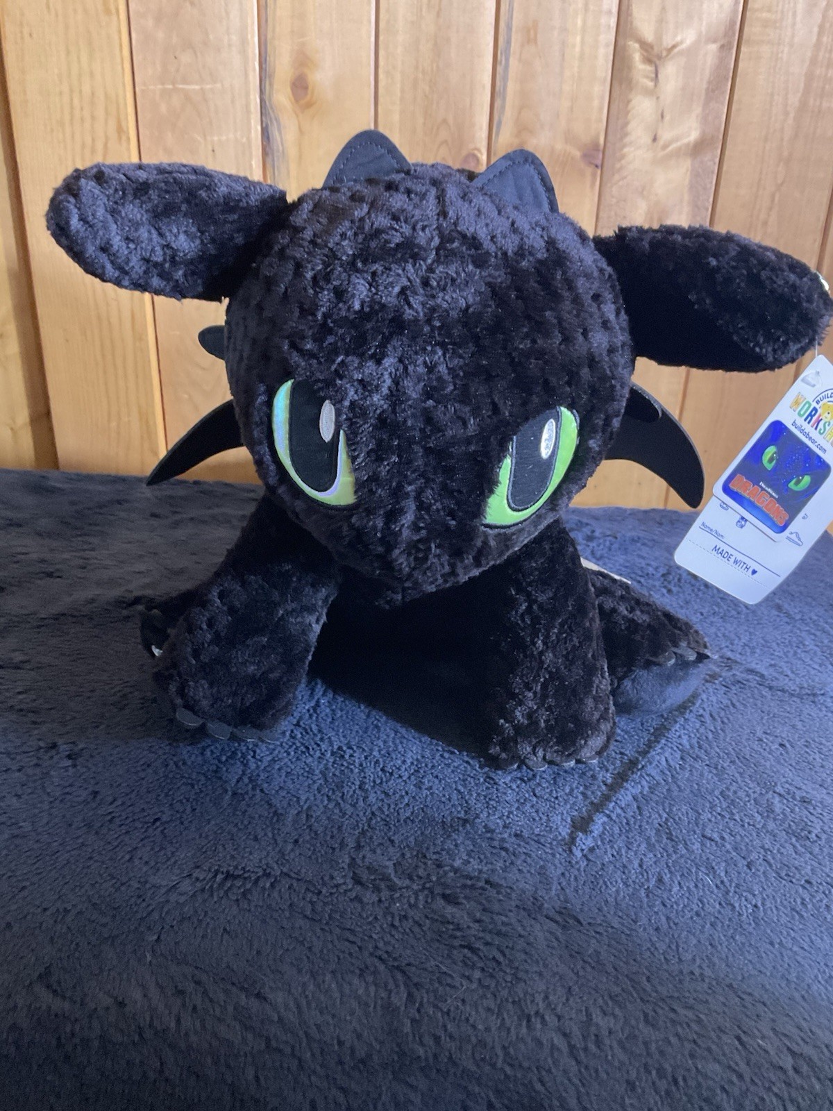 Build A Bear Dragons How To Train Your Dragon Black Toothless w/ Wings With Tags