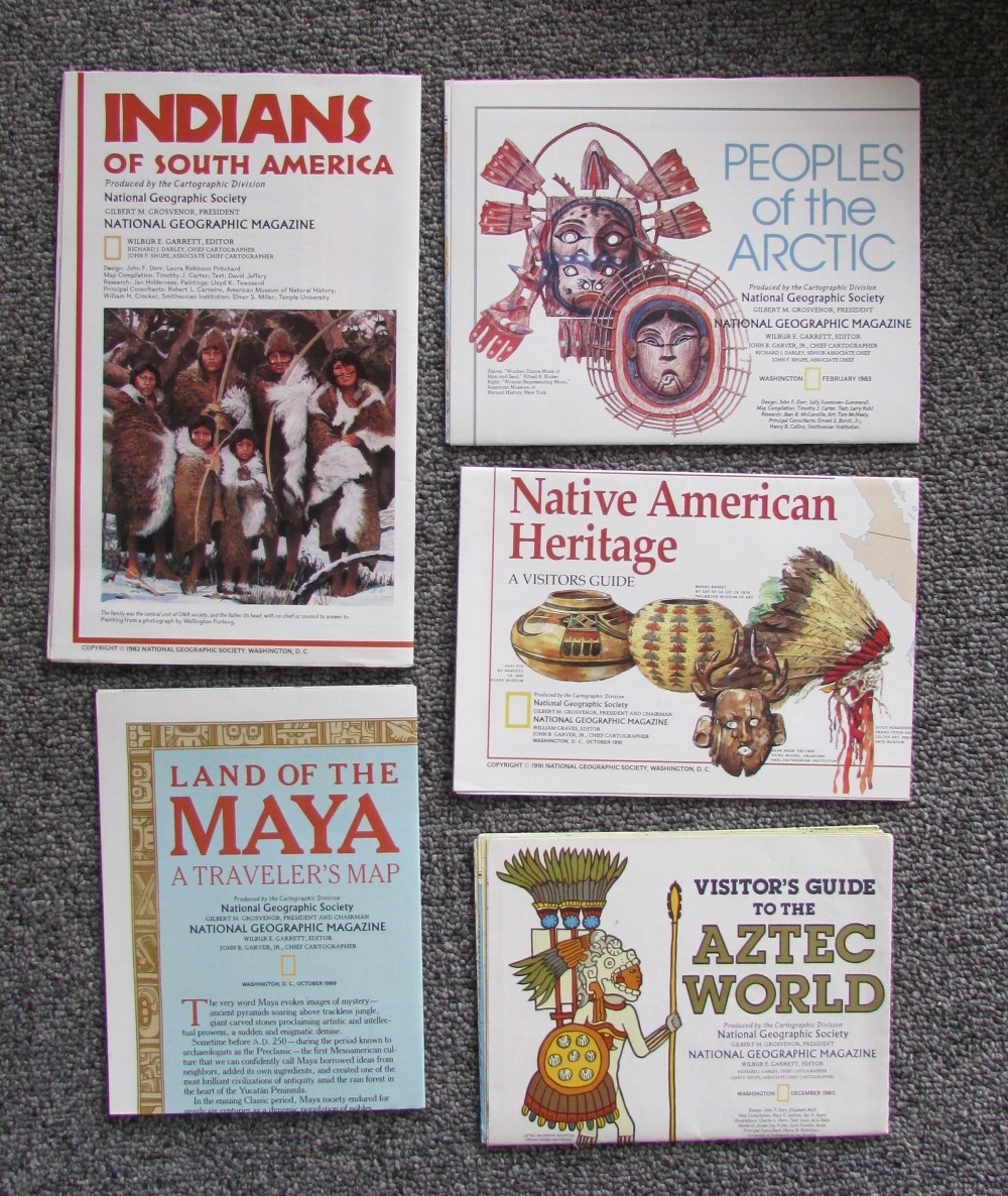 NATIONAL GEOGRAPHIC MAPS LOT OF 5 NATIVE AMERICAN INDIANS 1980 - 1991