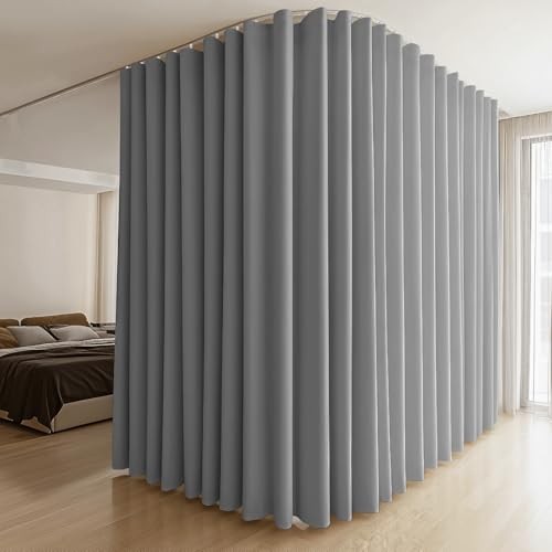 Room Divider Curtains & Flexible Bendable Tracks 100"W x 84"L (Pack of 1) Grey