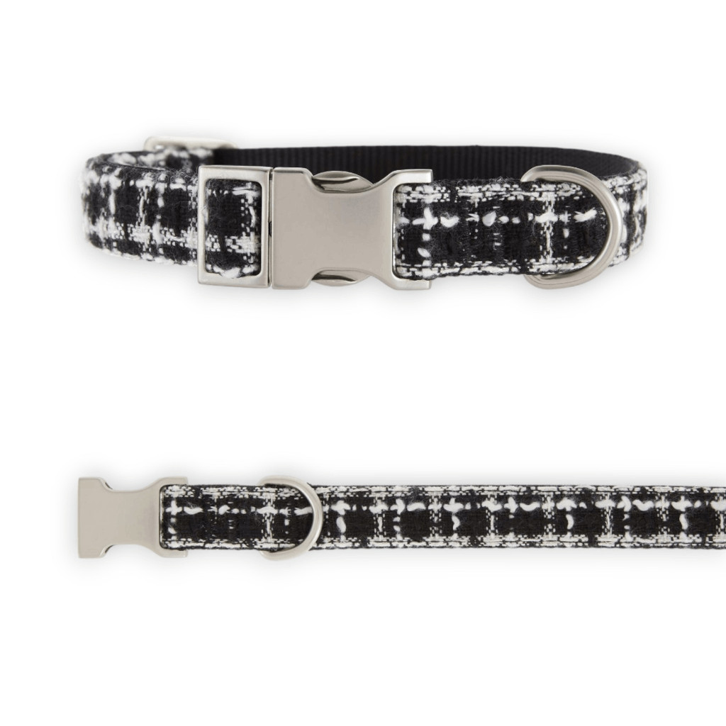 Top Paw Tweed Plaid Adjustable Dog Collar Size XS X-Small Black Boucle Fashion