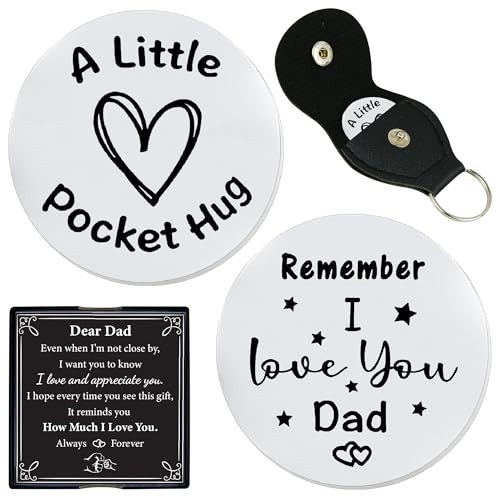 Pocket Hug for from Daughter Son – I Love You Pocket Hug with Leather Case, Dad