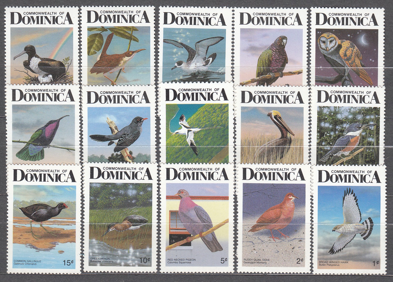 Dominica - Mail 1987 Yvert 930/44 ** Mnh Fauna - Birds