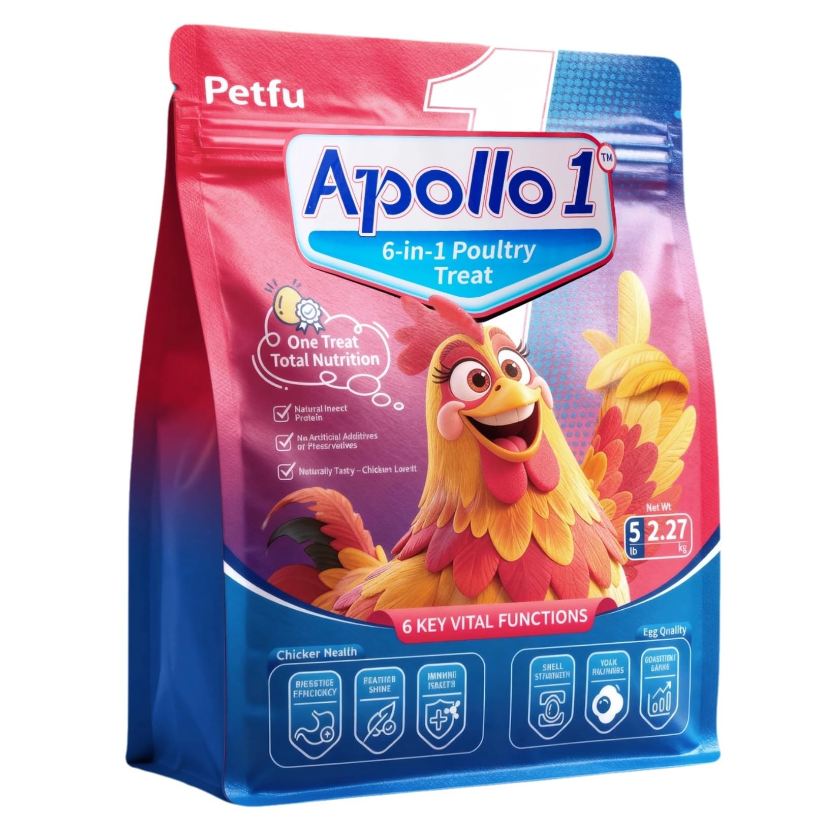 LuckyQworms 6-in-1 Poultry Treat Mix 5LBS High-Protein Mealworms, BSFL, Krill,