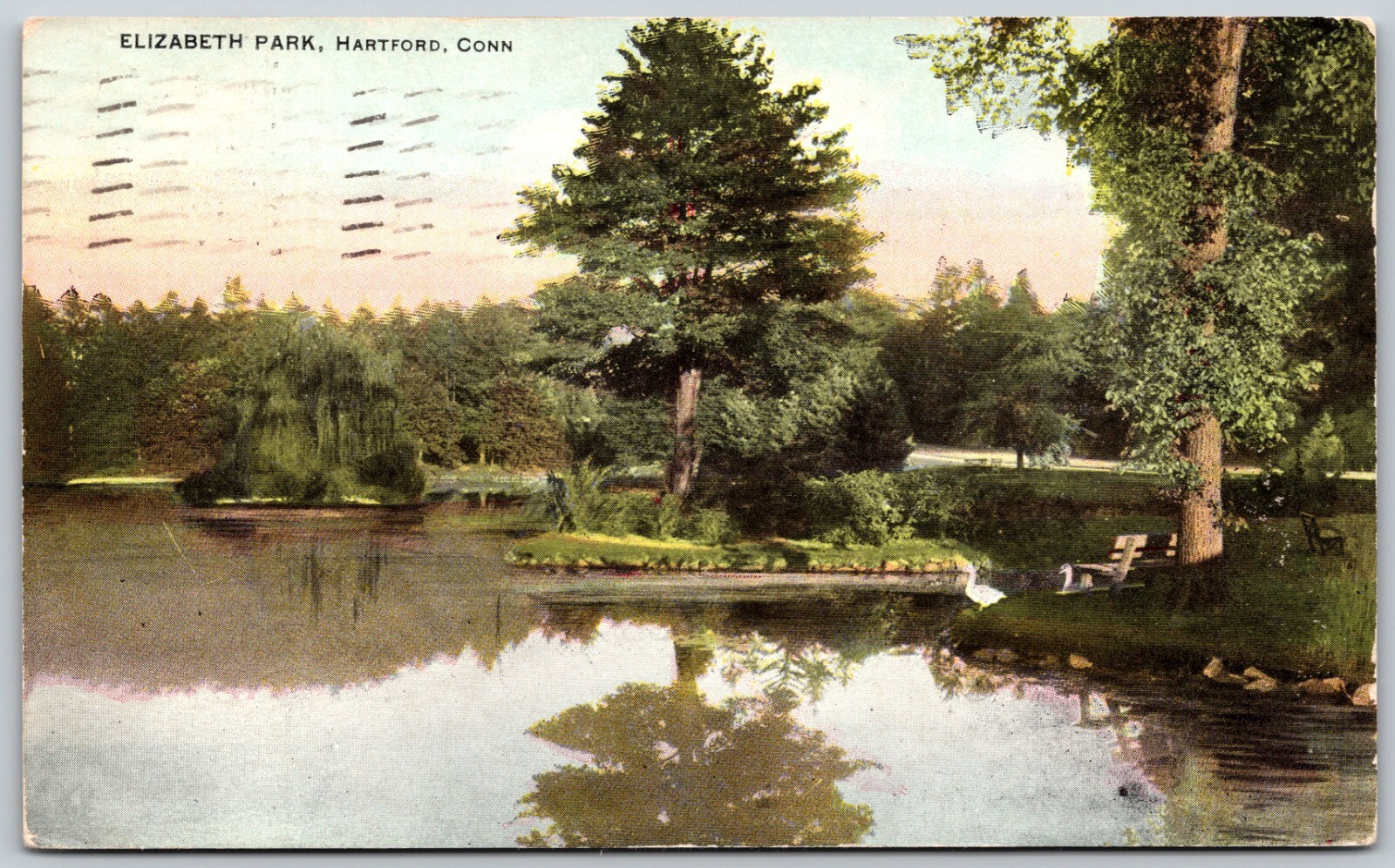 1911 Elizabeth Park Hartford Connecticut Scenic View ANTIQUE Postcard
