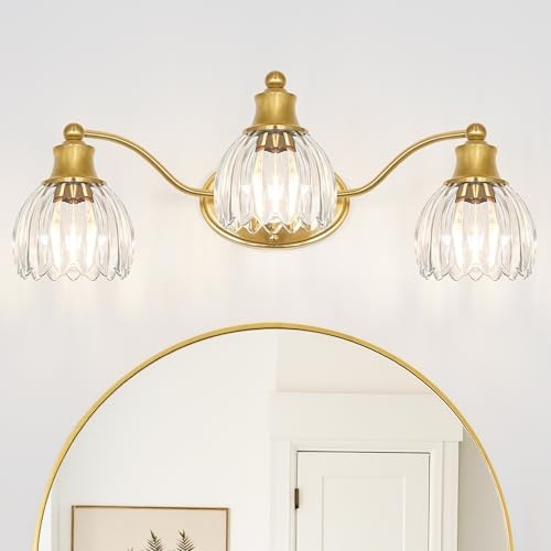 Brushed Gold Bathroom Vanity Light Fixture Vintage Style - 3 21.7in-3light