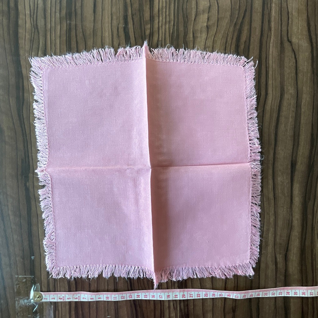 Vintage pink linen  Doily cottage core 28 cm square
