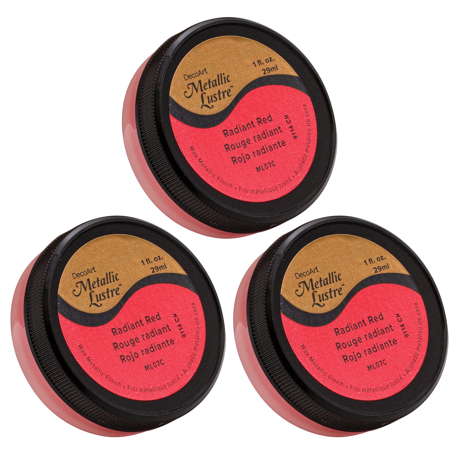 DecoArt Metallic Lustre Wax Paste 1oz Radiant Red, 3-Pack