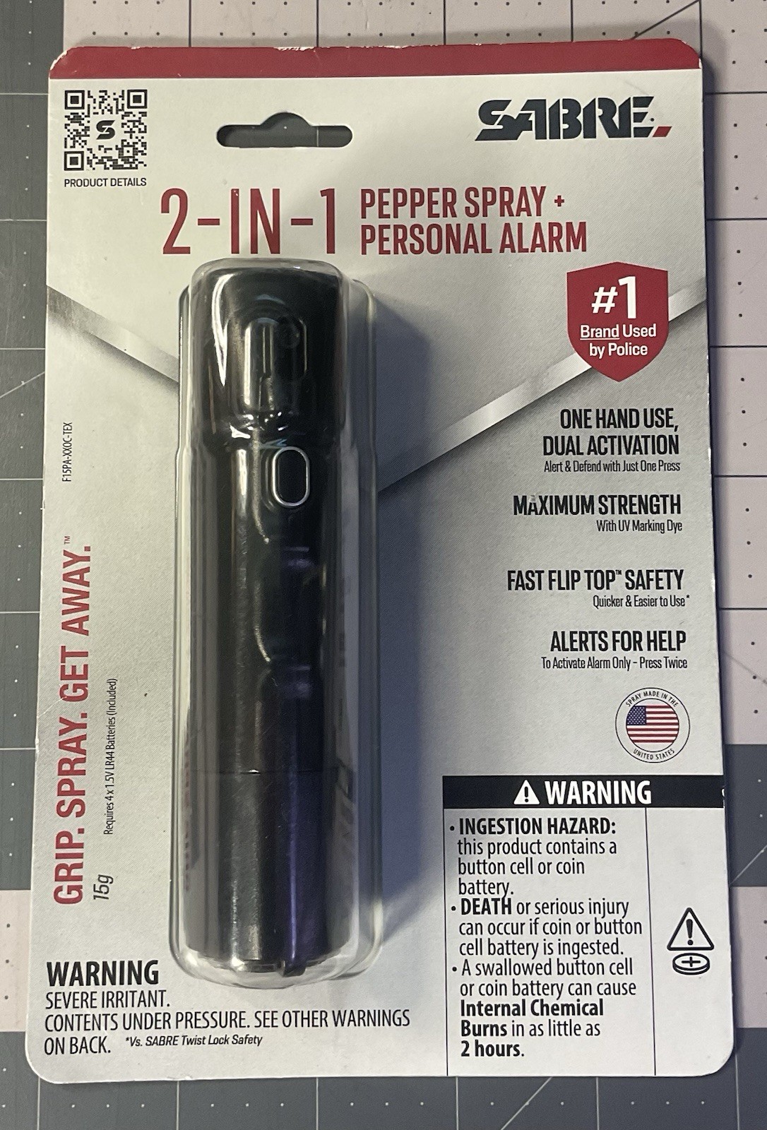 Sabre 2-in-1 Pepper Spray Personal Alarm
