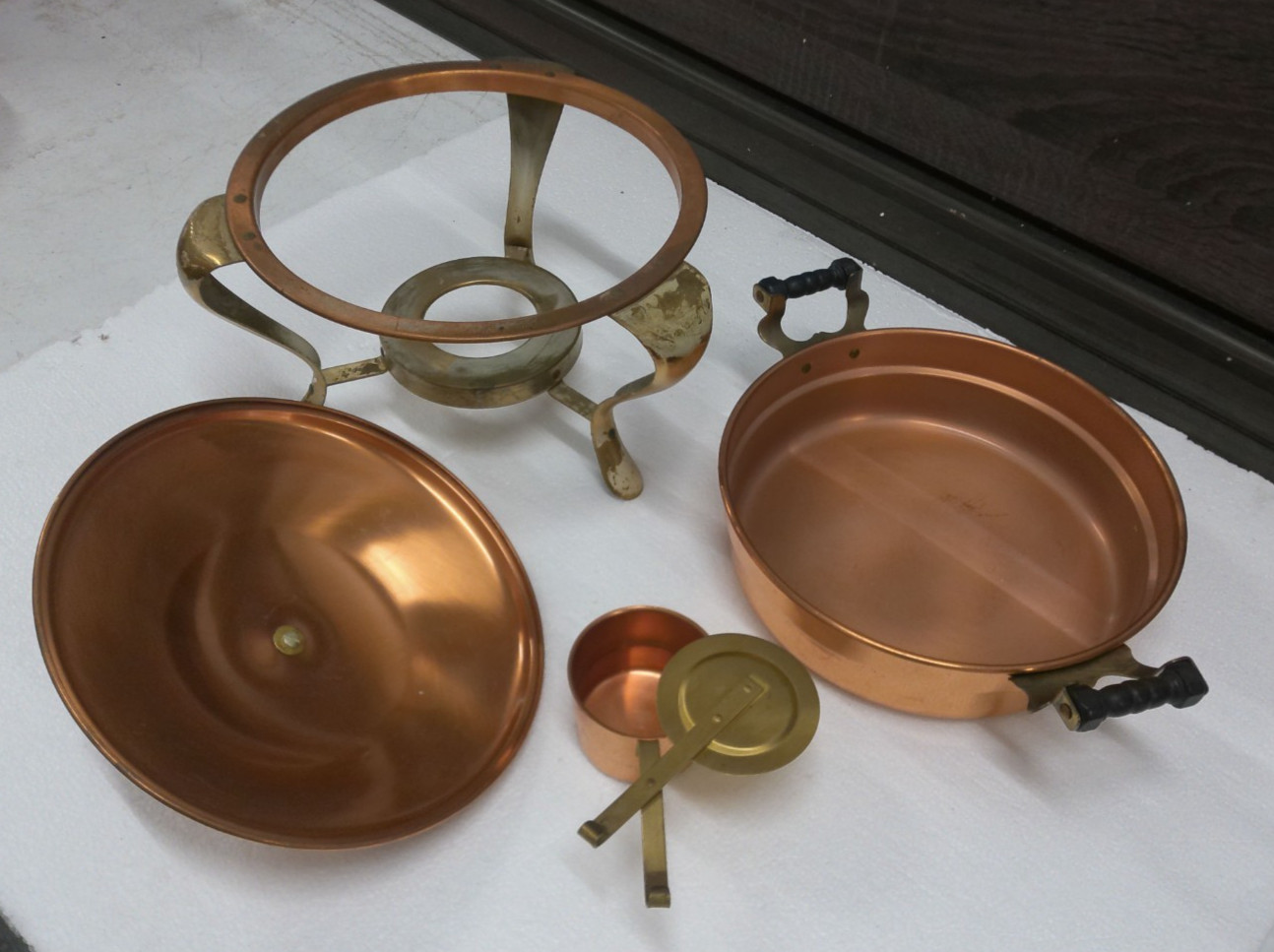 Vintage Copper Chafing Dish Buffet Server w/ Stand & Sterno Burner