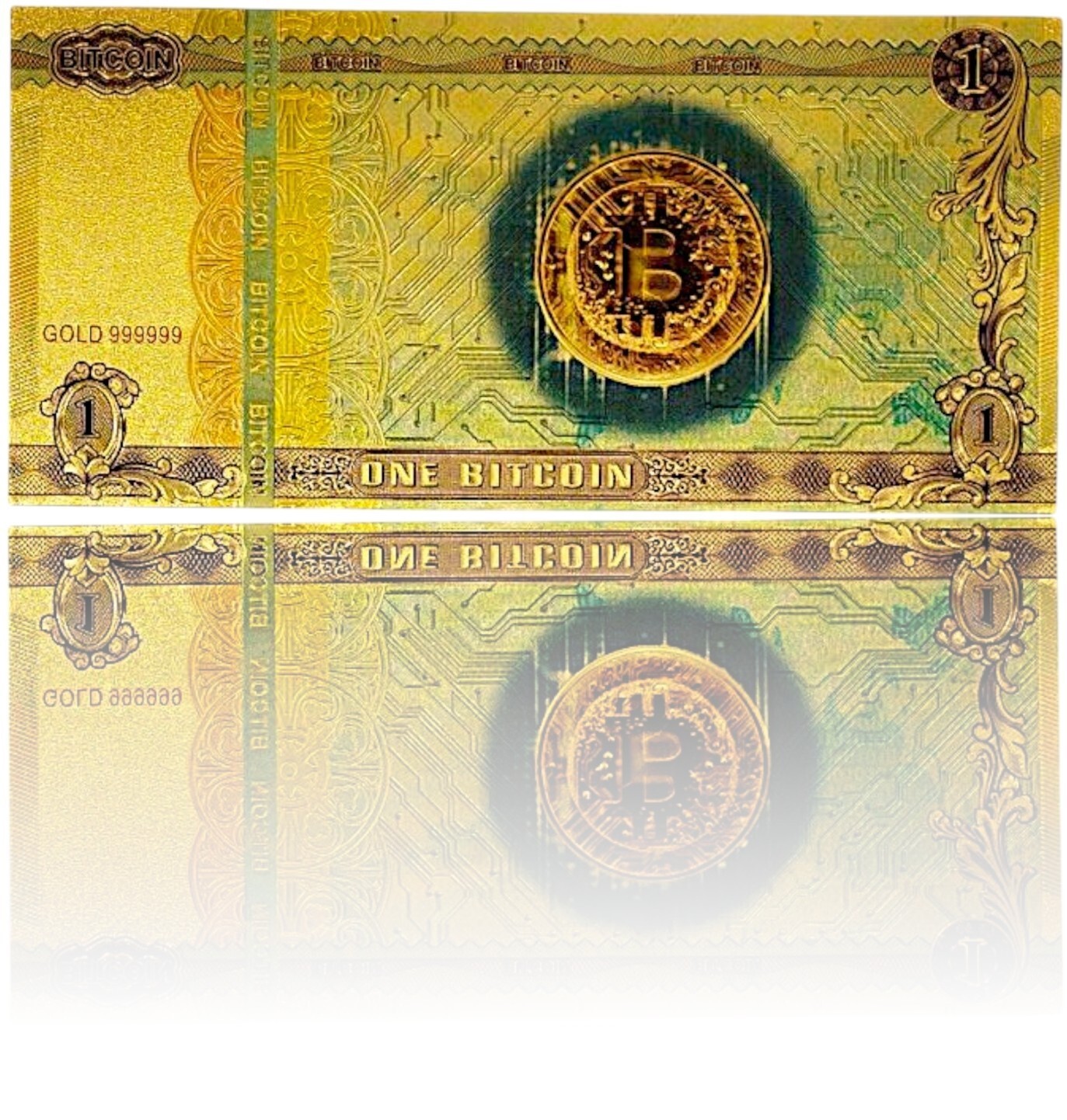 1 BITCOIN Gold Foil Fantasy Banknote Collector’s PVC Note for Crypto Enthusiasts