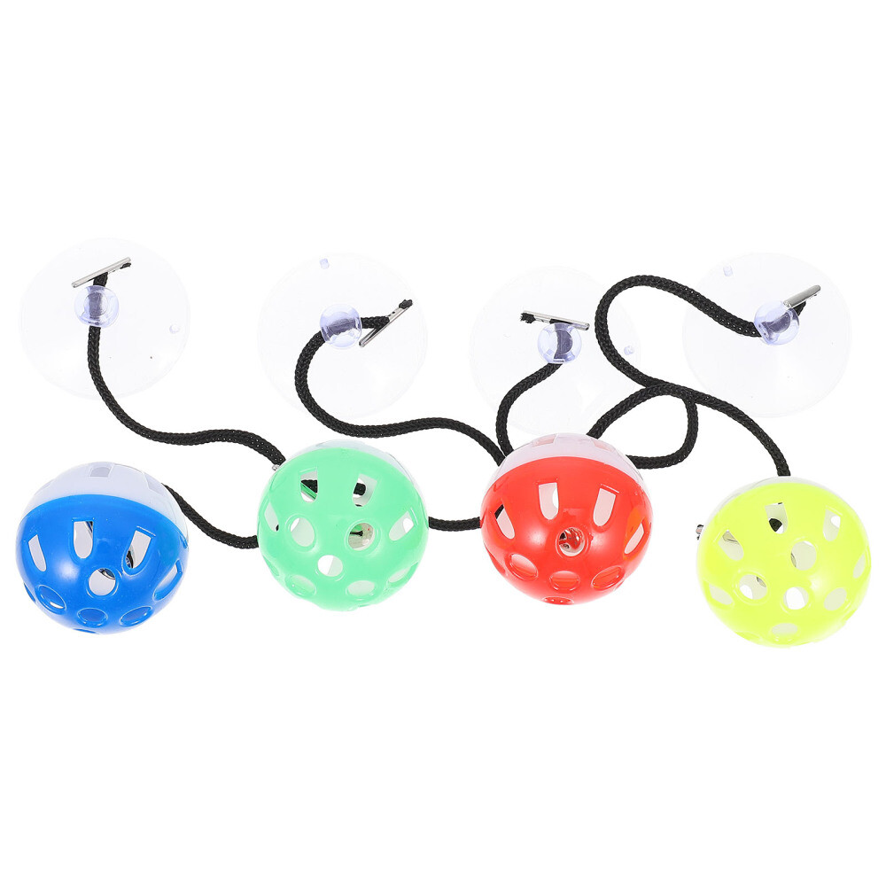 4Pcs Bearded Dragon Toys Lizard Bell Toys Reptile Balls with Suction Cup Rope