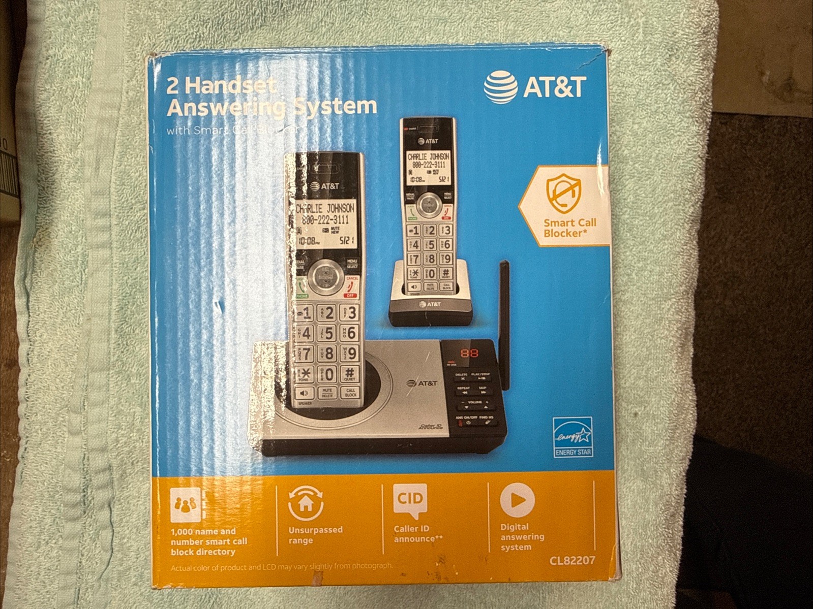 AT&T CL82207 2-Handset Cordless Telephone Answering Machine Caller ID