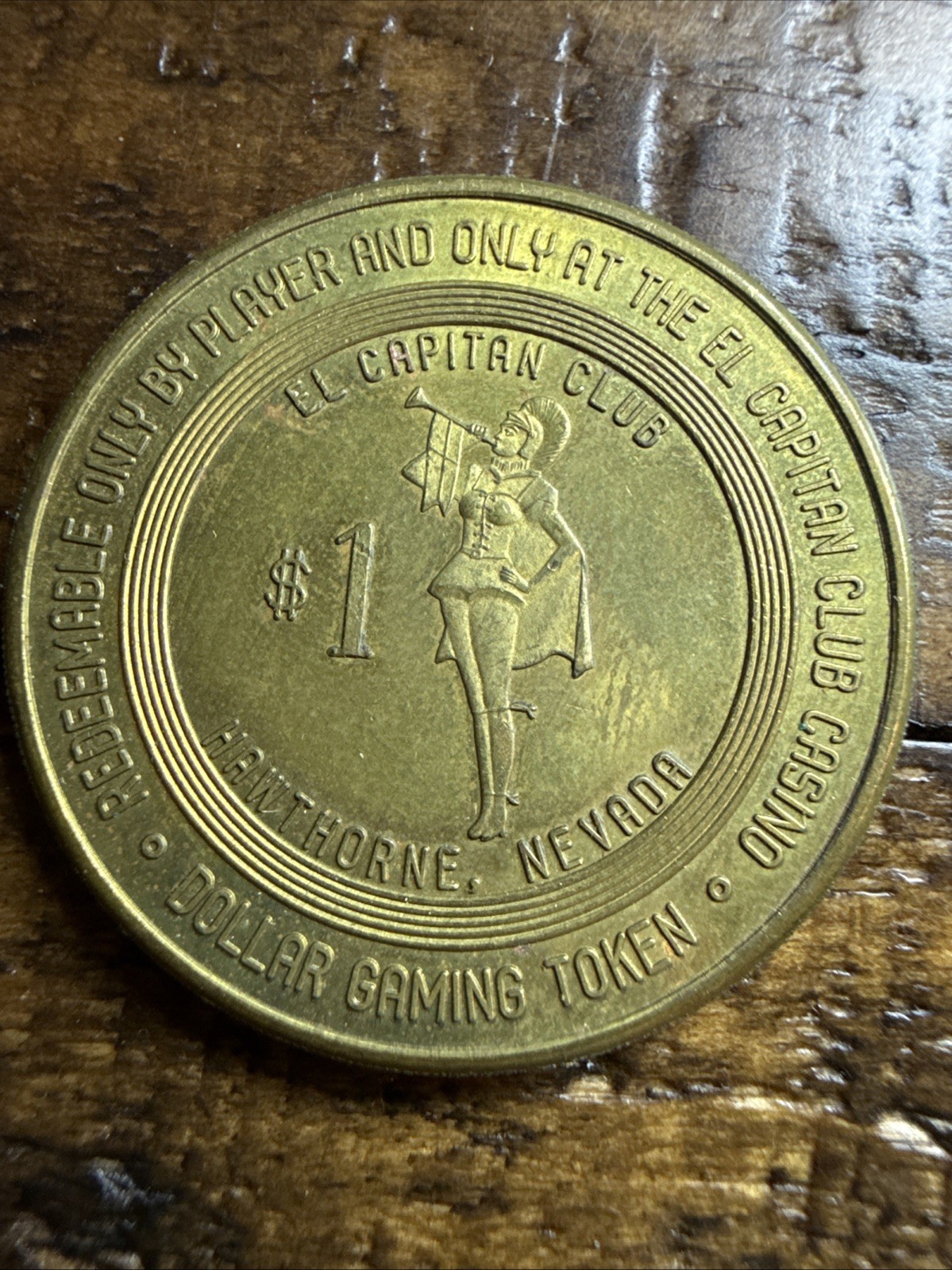 Vintage Casino $1 Gaming Token 1966 El Capitan Lodge Hawthorne NV