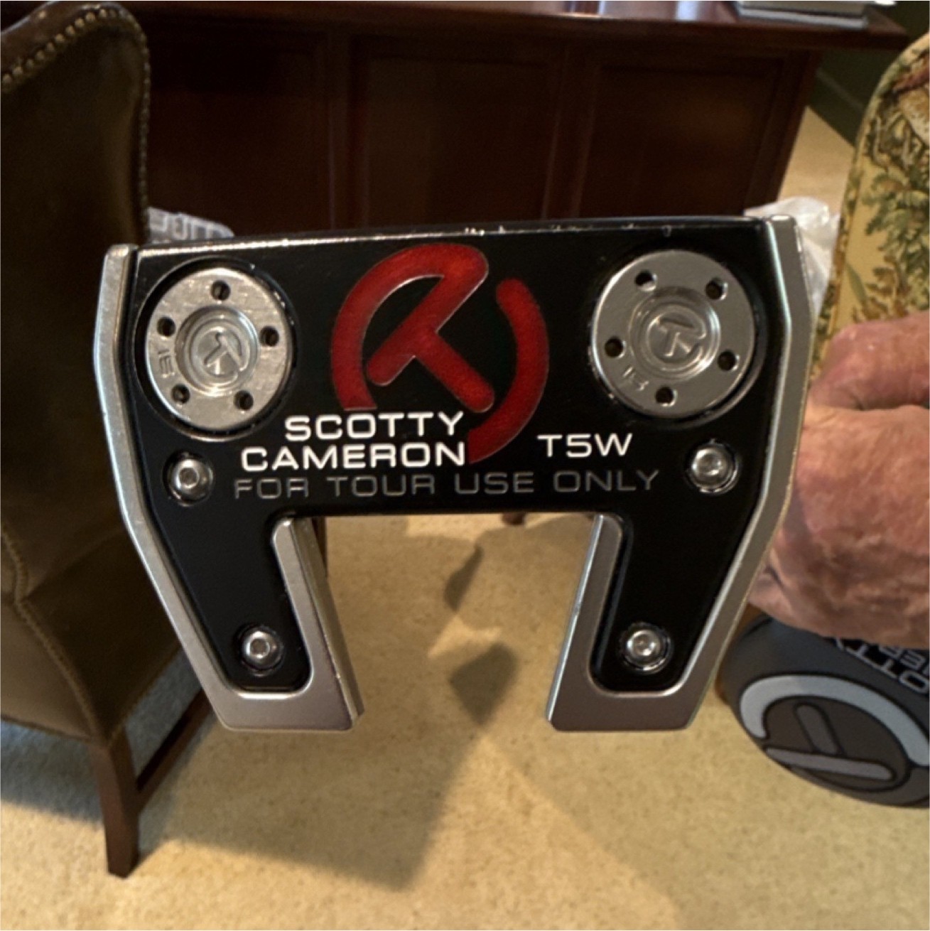 Scotty Cameron T5W Tour Putter Mallet Silver Black Super Stroke Grip Head Cover