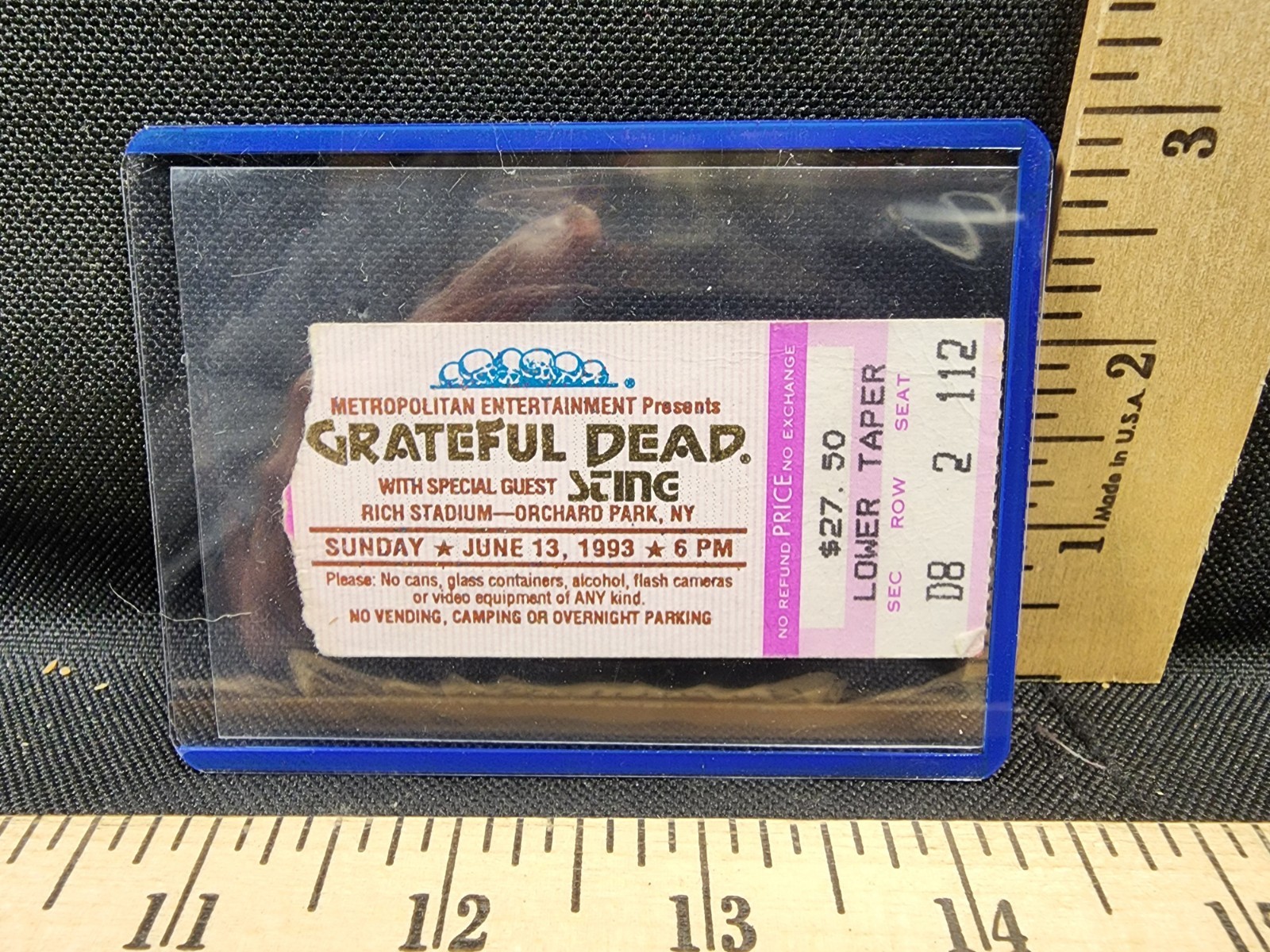 Vintage Concert Ticket Stub Grateful Dead w/ STING 6/13/93 Ruch Stadium NY Used