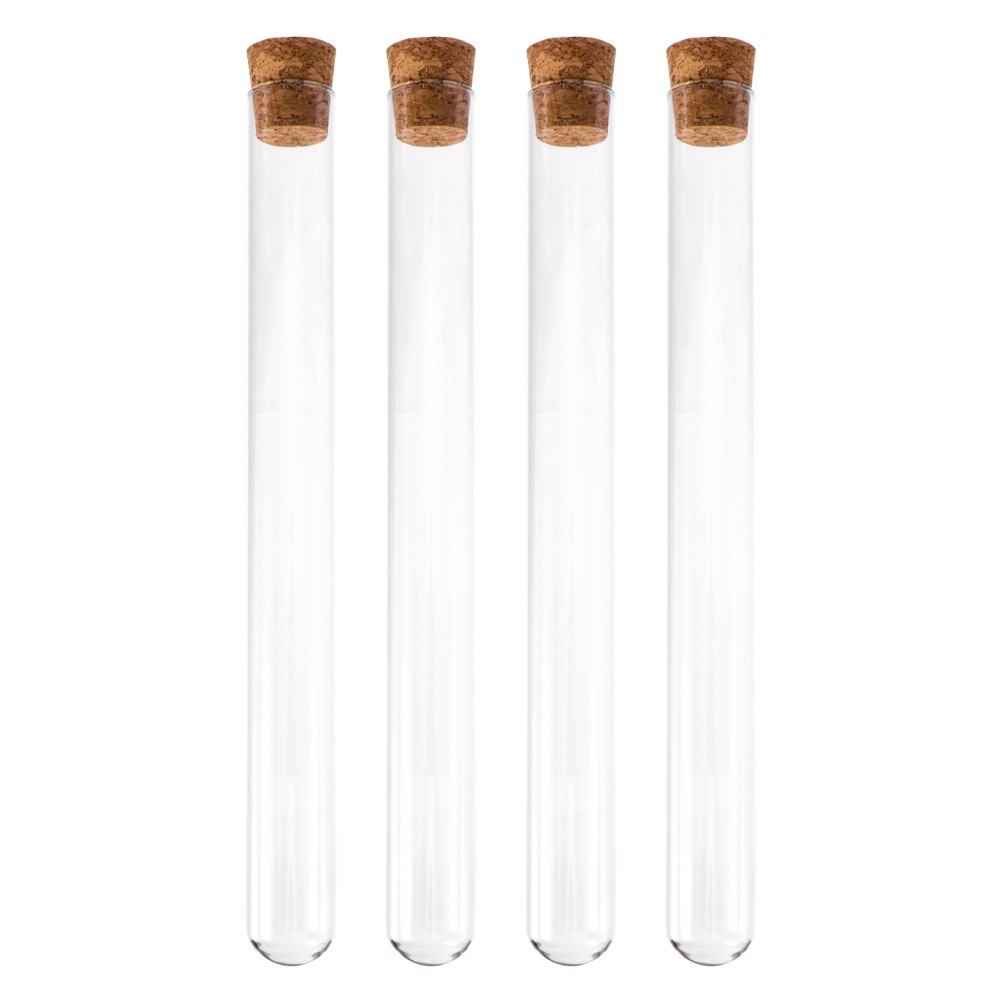  4 Pcs Spice Storage Test Lab Tubes Wide Mouth Laboratory Bottle Flat