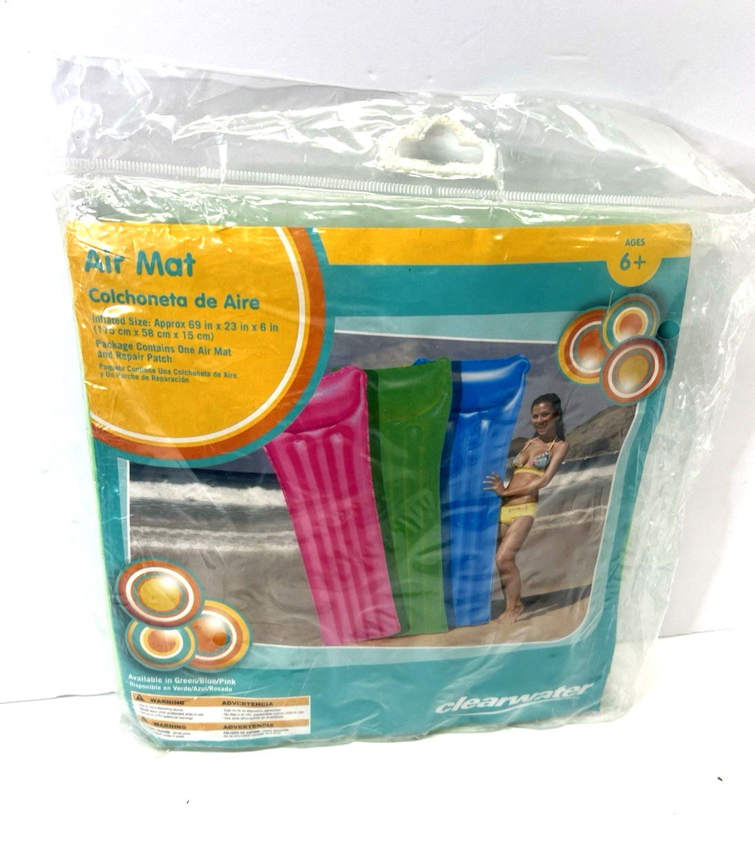 Clearwater GREENVinyl AIR MAT Blow Up Raft Pool Float K-MART 69x23x6 NEW