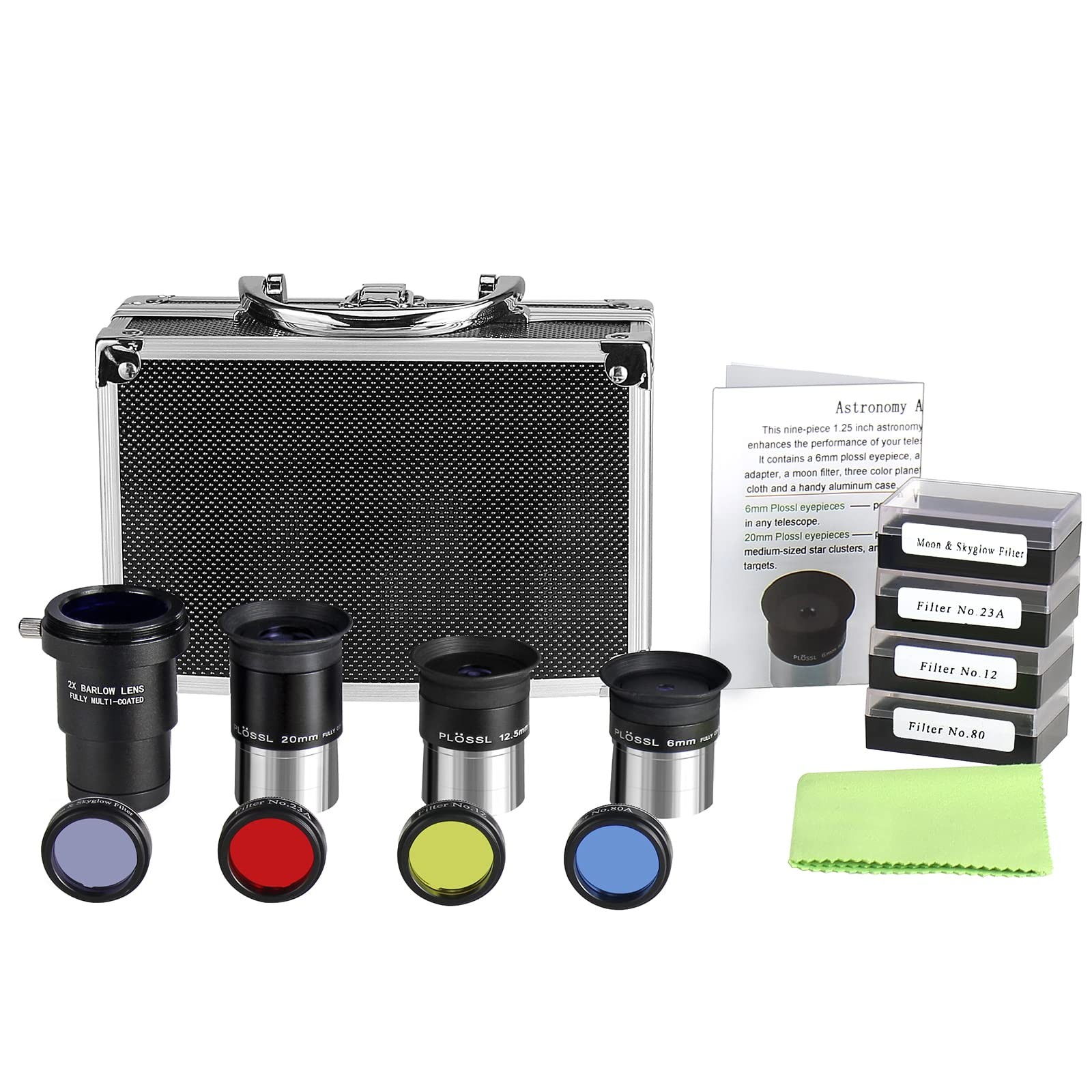 1.25 Inch Astronomical Telescope Accessory Set with Carry Case - Plssl Eyepiece