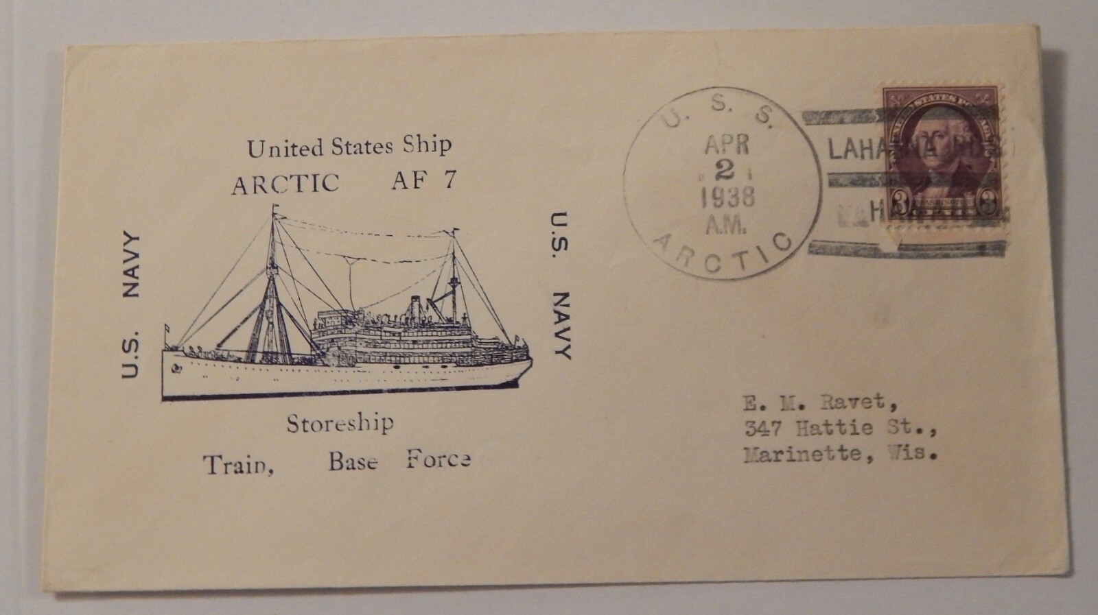 USS Arctic (AF 7) April 2 1938 Lahaina Maui Hawaii