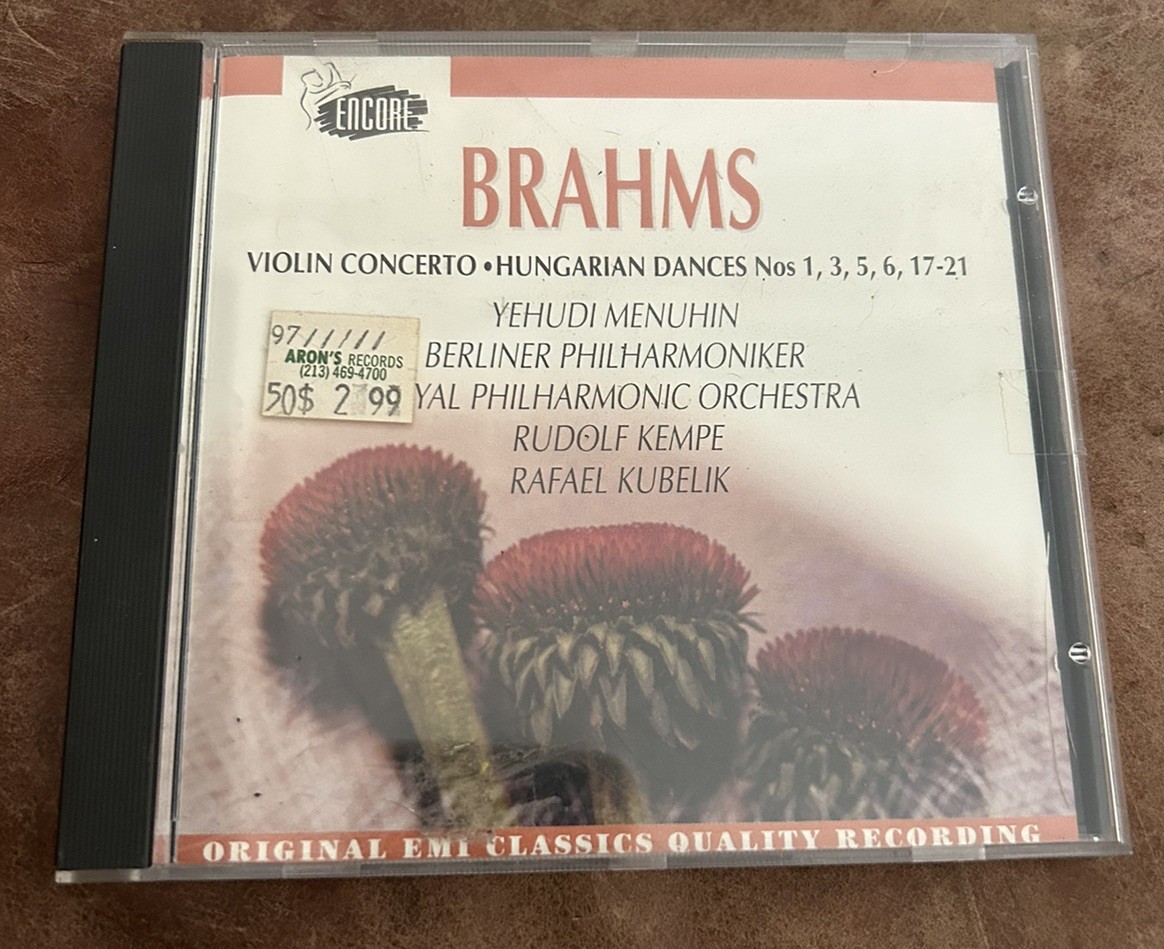 Brahms CD Violin Concerto Hungarian Dances Yehudi Menuhin 1989 EMI ENCORE