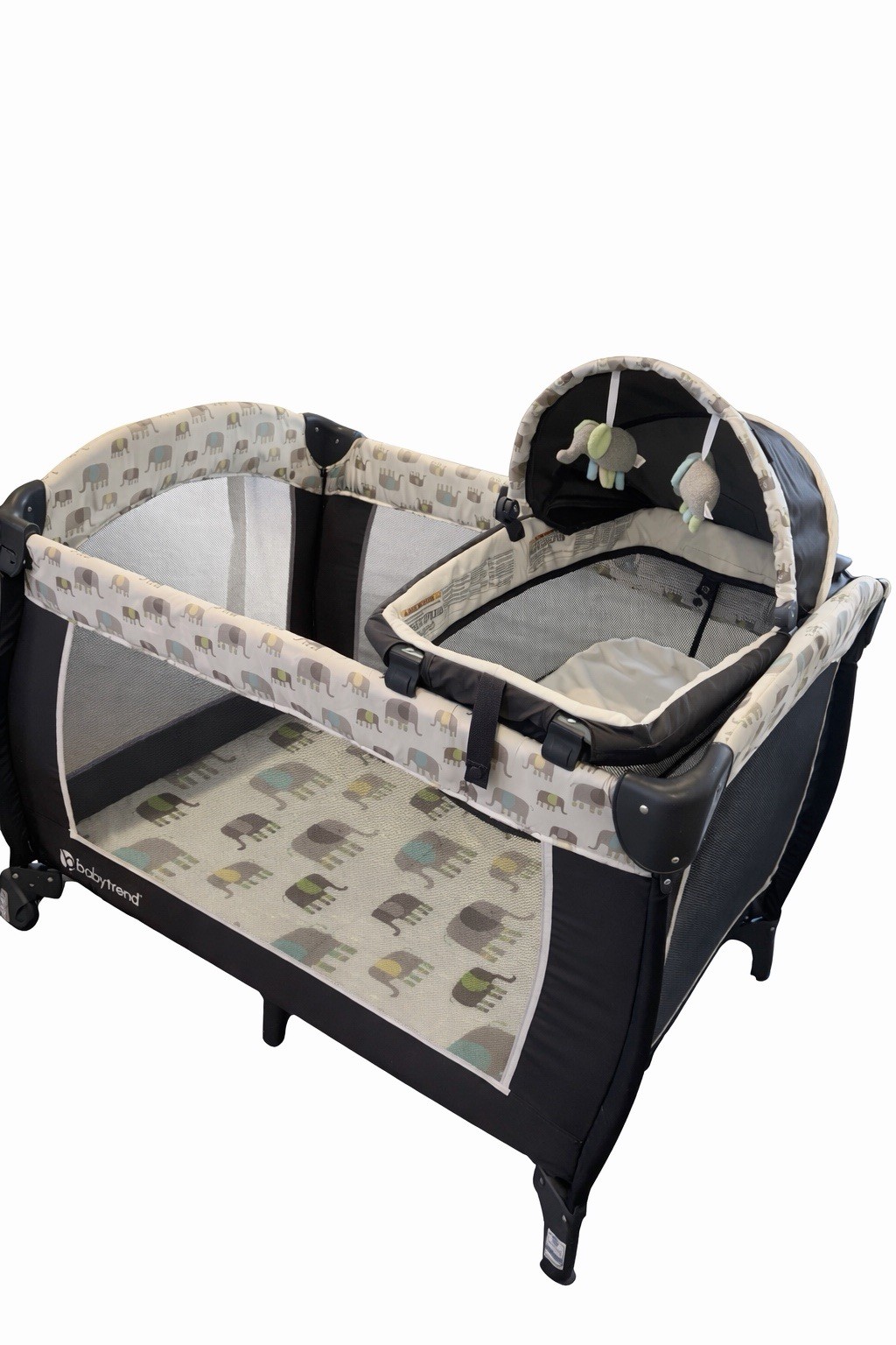 Baby Trend Elephant Pattern Portable Play Yard with Changing Table & Canopy