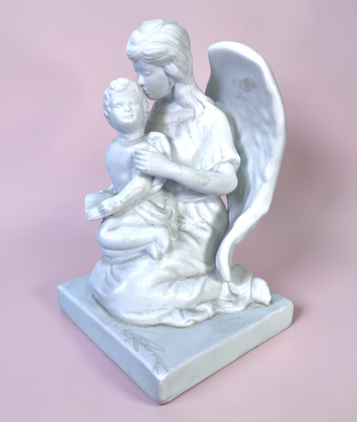 Teleflora Porcelain Vintage Guardian Angel with Child Figurine