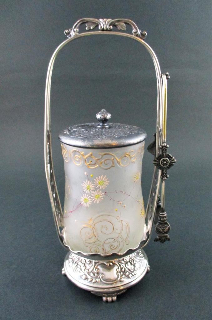 Mt. Washington ROYAL FLEMISH jar - PAIRPOINT #668 frame - Antique PICKLE CASTOR