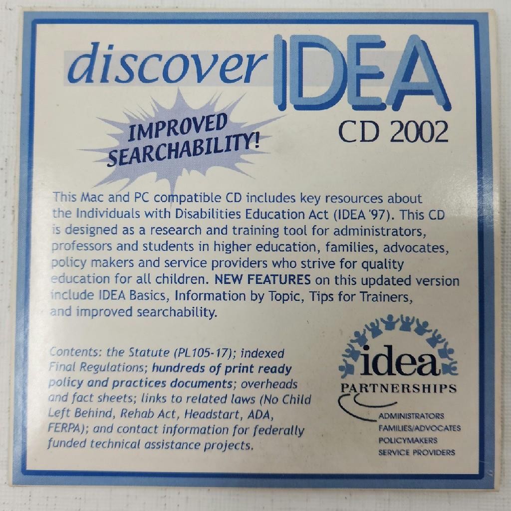 Discover IDEA CD 2002 Individuals with Disabilities Education Act Resources
